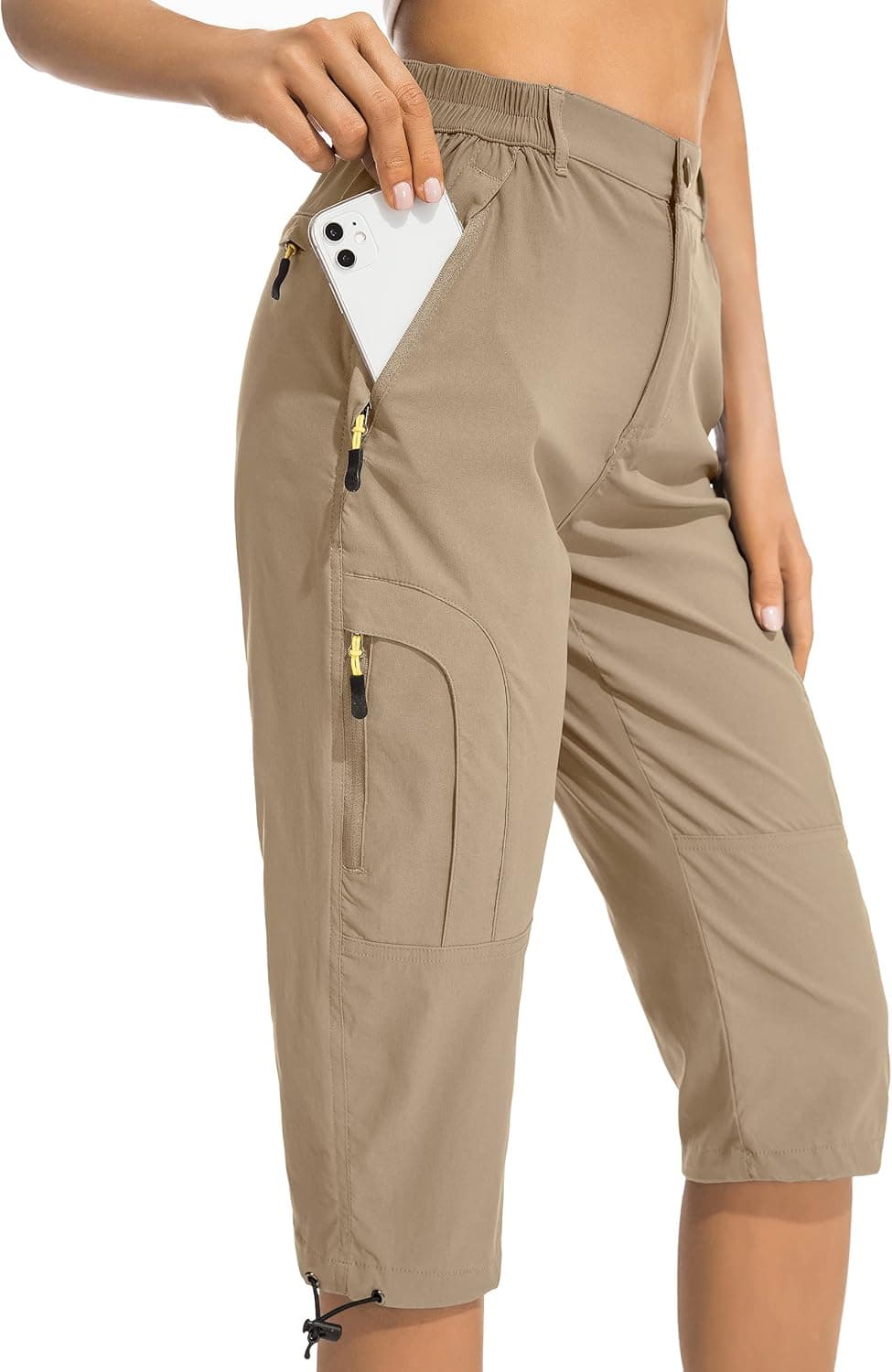linlon Women's Quick Dry Cargo Shorts,Outdoor Casual Straight Leg Capri Long Shorts for Hiking Camping Travel