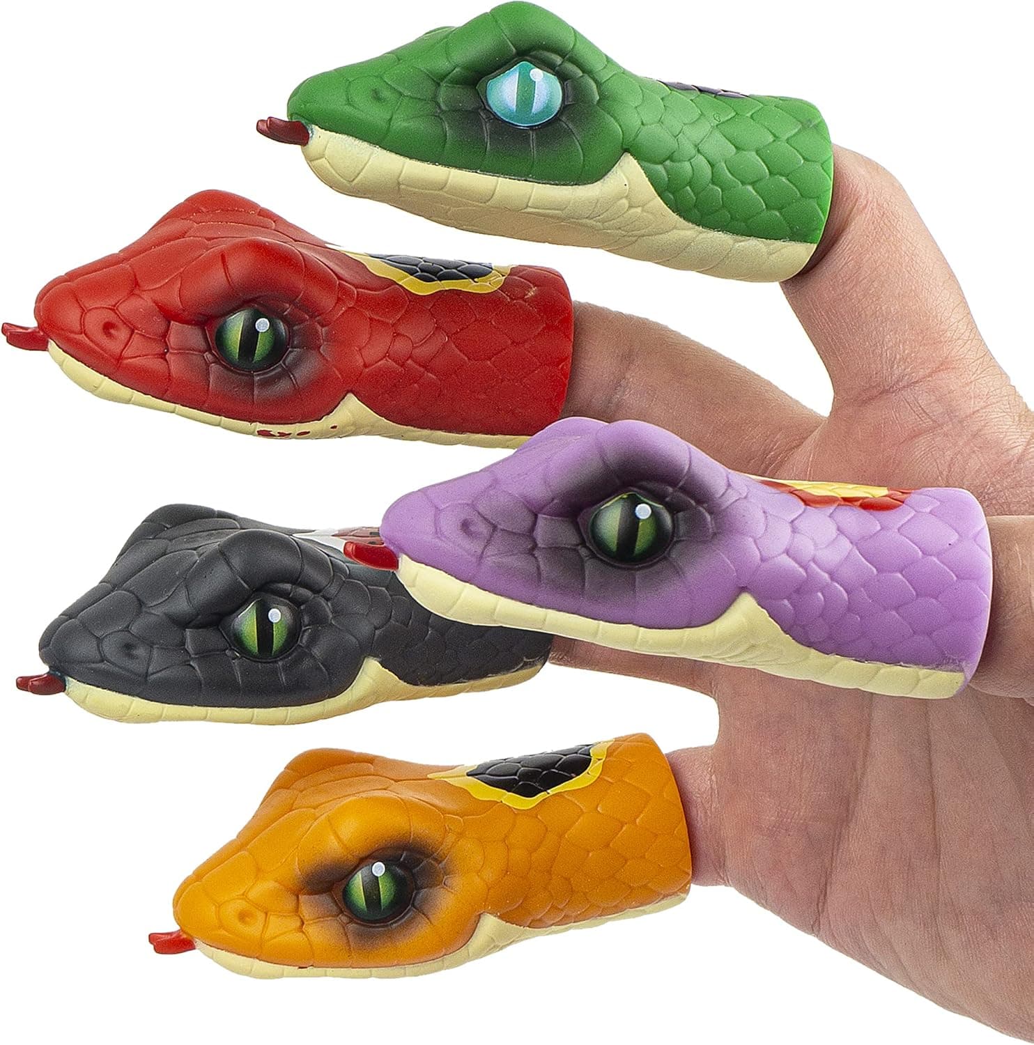 AQKILO Snake Finger Puppet Novelty Toys Finger Doll Props Animal Cake Toppers Gift, 5 Piece Set