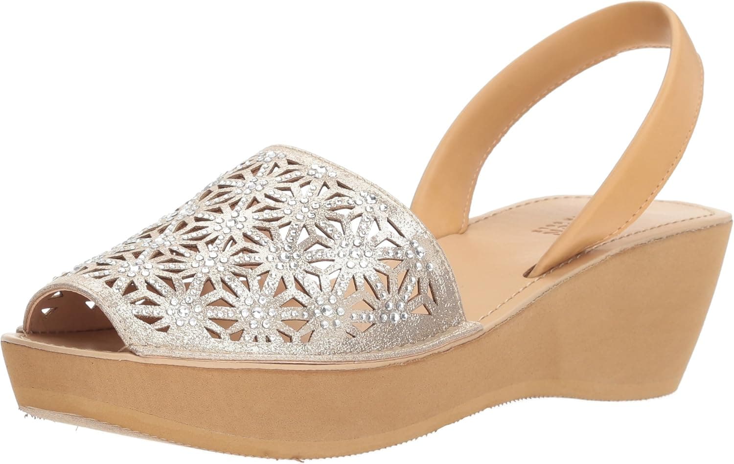 Kenneth Cole REACTION Women's Shine Far Platform Slingback Wedge Sandal, Soft Gold, 8.5 M US