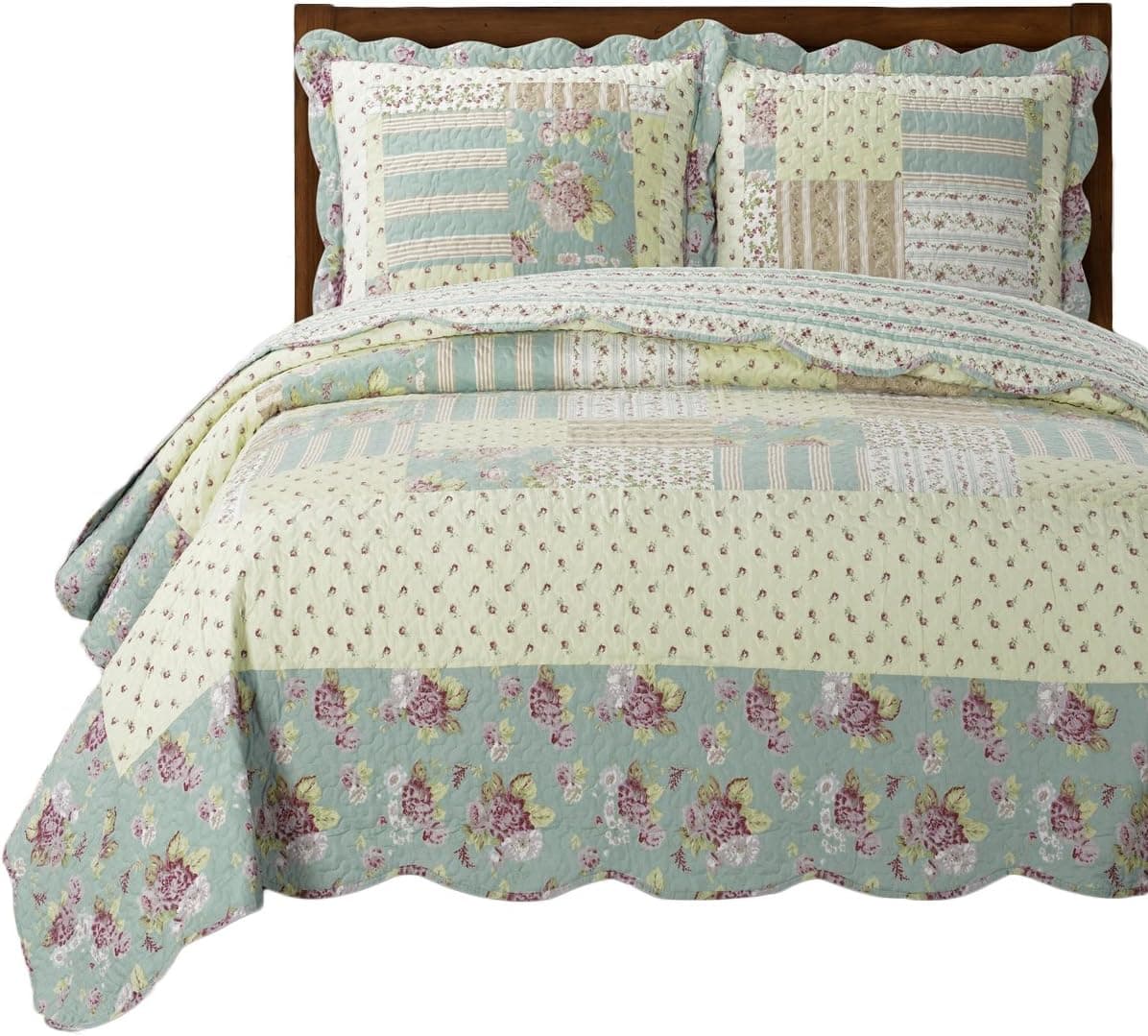 Royal Hotel Bedding Annabel Oversized Coverlet Set, Luxury Printed Design Quilt, Bedspread Set - Filled Quilts - Fits Pillow top Mattresses - 3PC Set - King/California King Size