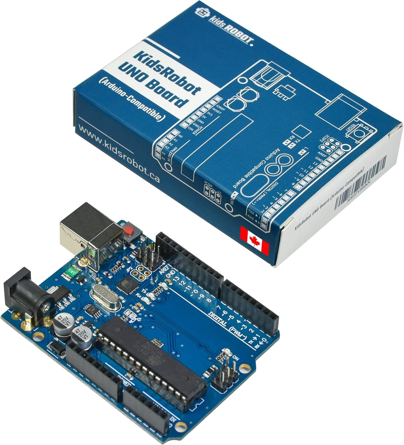 Compatible with Arduino UNO R3 Official Board, KidsRobot UNO Rev3 with ATmega328P CHIP