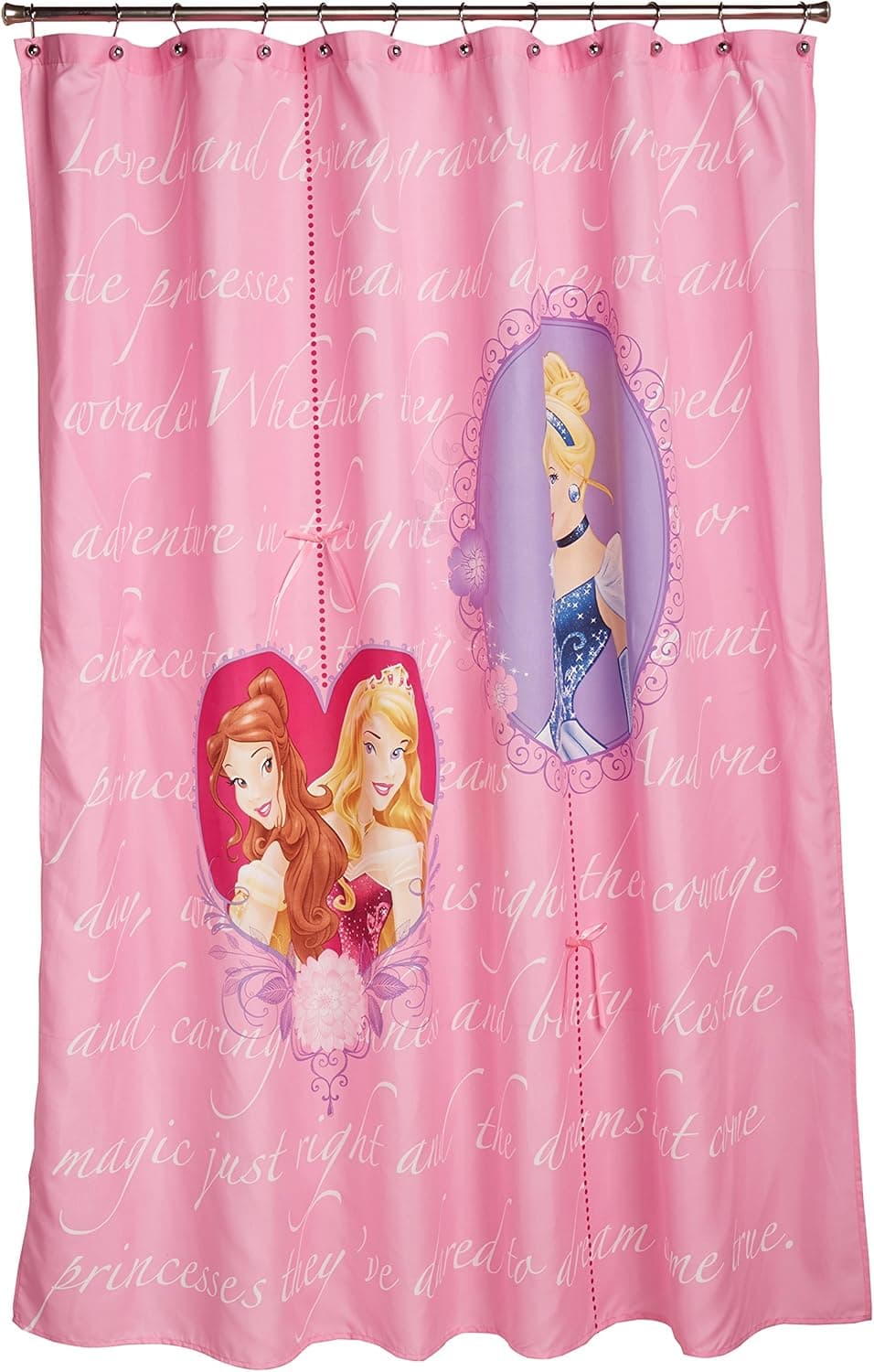 Disney Princess Timeless Elegance 72" x 72" Pink Fabric Shower Curtain