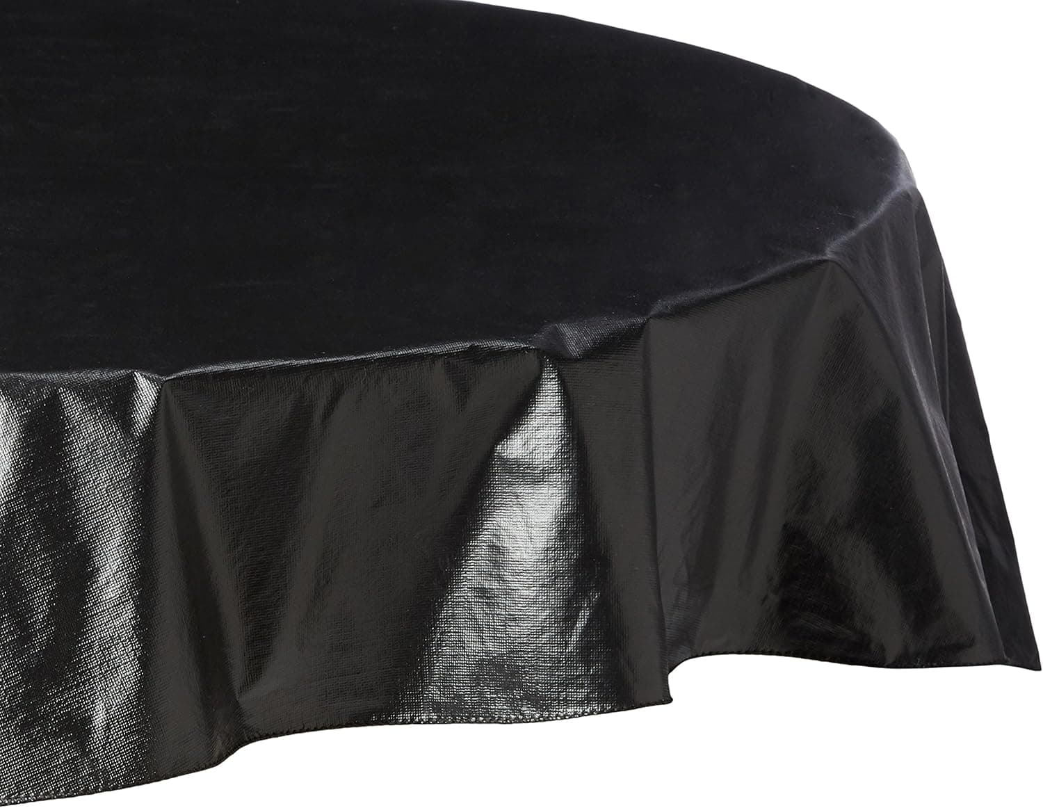 Carnation Home Fashions Vinyl Tablecloth with Polyester Flannel Backing, 70-Inch Round, Black