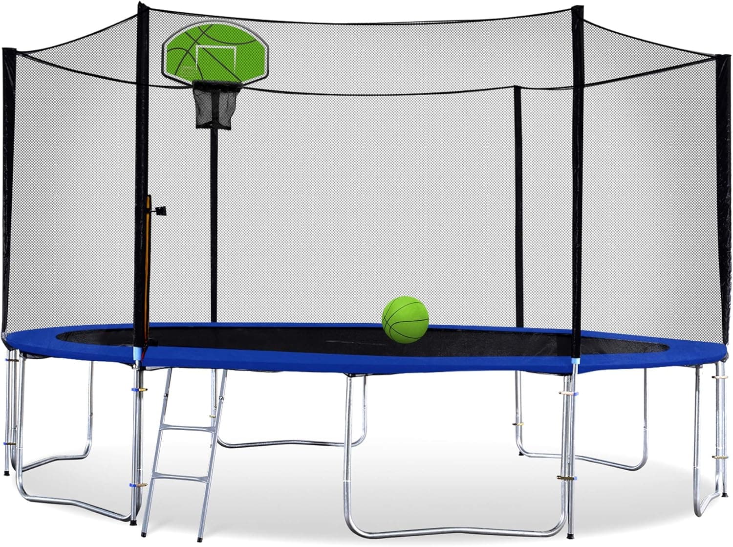 ExacMe 16 15 14 13 12 10 8 Foot Trampoline with Basketball Hoop and Enclosure Net for Kids, Heavy Duty Outdoor Backyard Trampoline with Ladder for Adult Family, 6180+BH