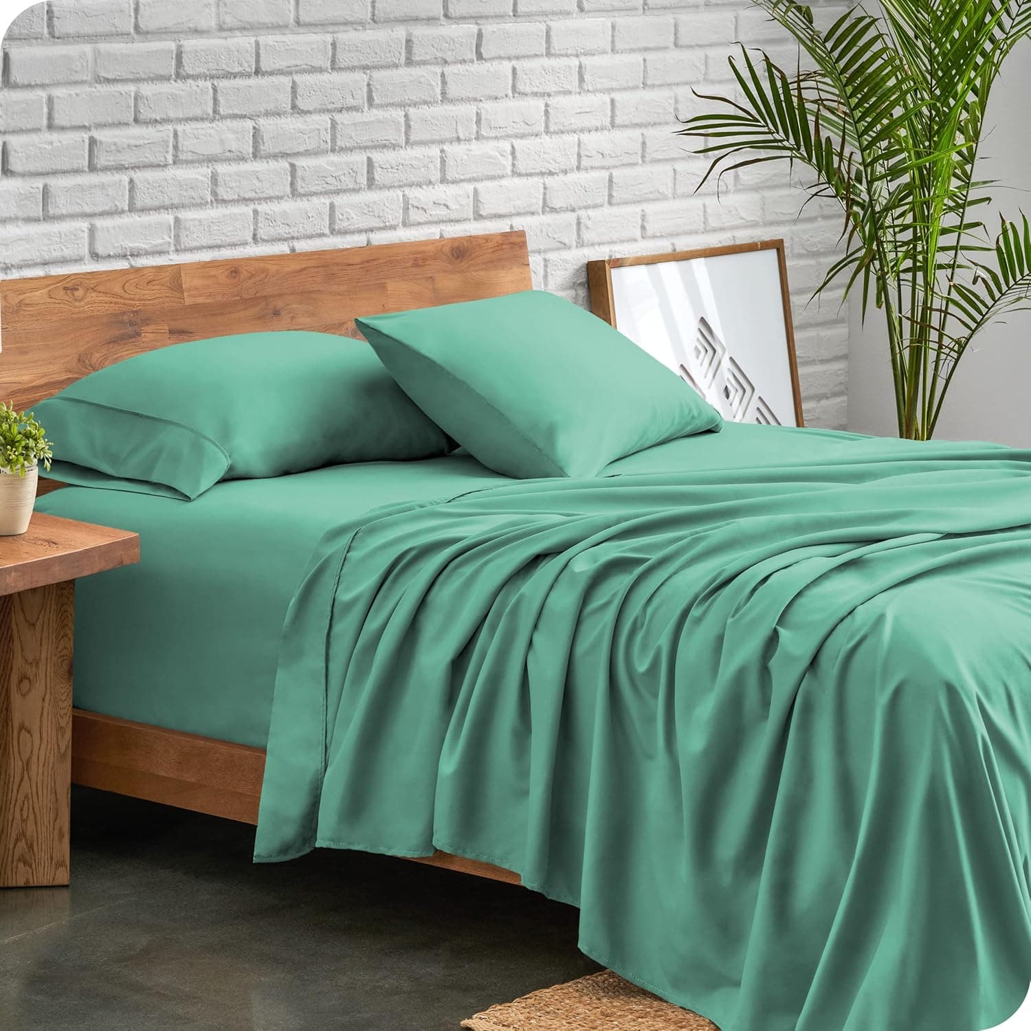 Bare Home Split King Sheet Set - 1800 Ultra-Soft Microfiber Split King Bed Sheets - Double Brushed - Deep Pockets - Easy Fit - 5 Piece Set - Bedding Sheets & Pillowcases (Split King, Turquoise)