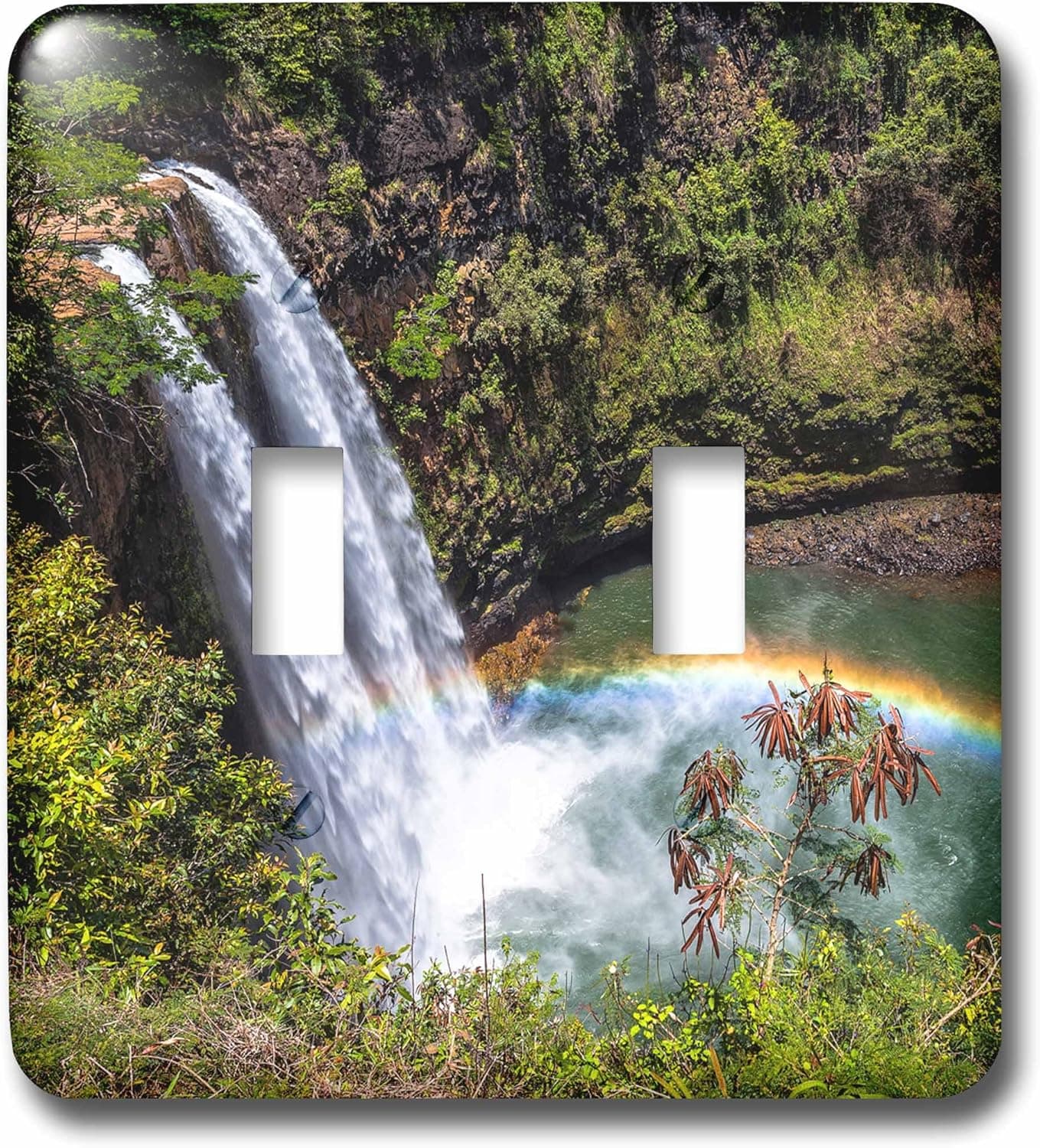 3dRose lsp_209564_2 Wailua Falls and Scenery on The Hawaiian Island of Kauai Double Toggle Switch