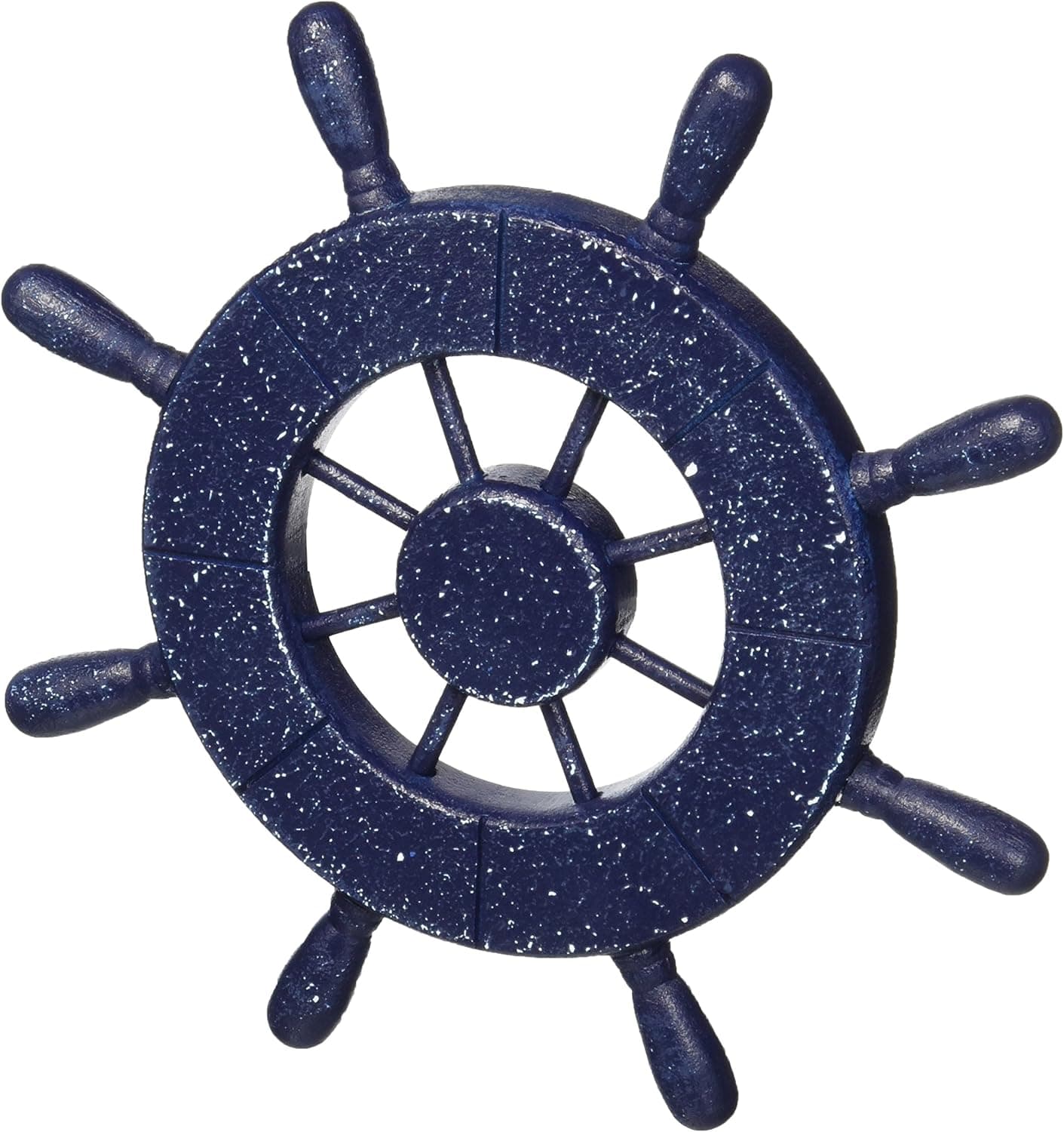 Hampton Nautical Rustic Dark Blue Decorative Ship Wheel with Starfish 18"