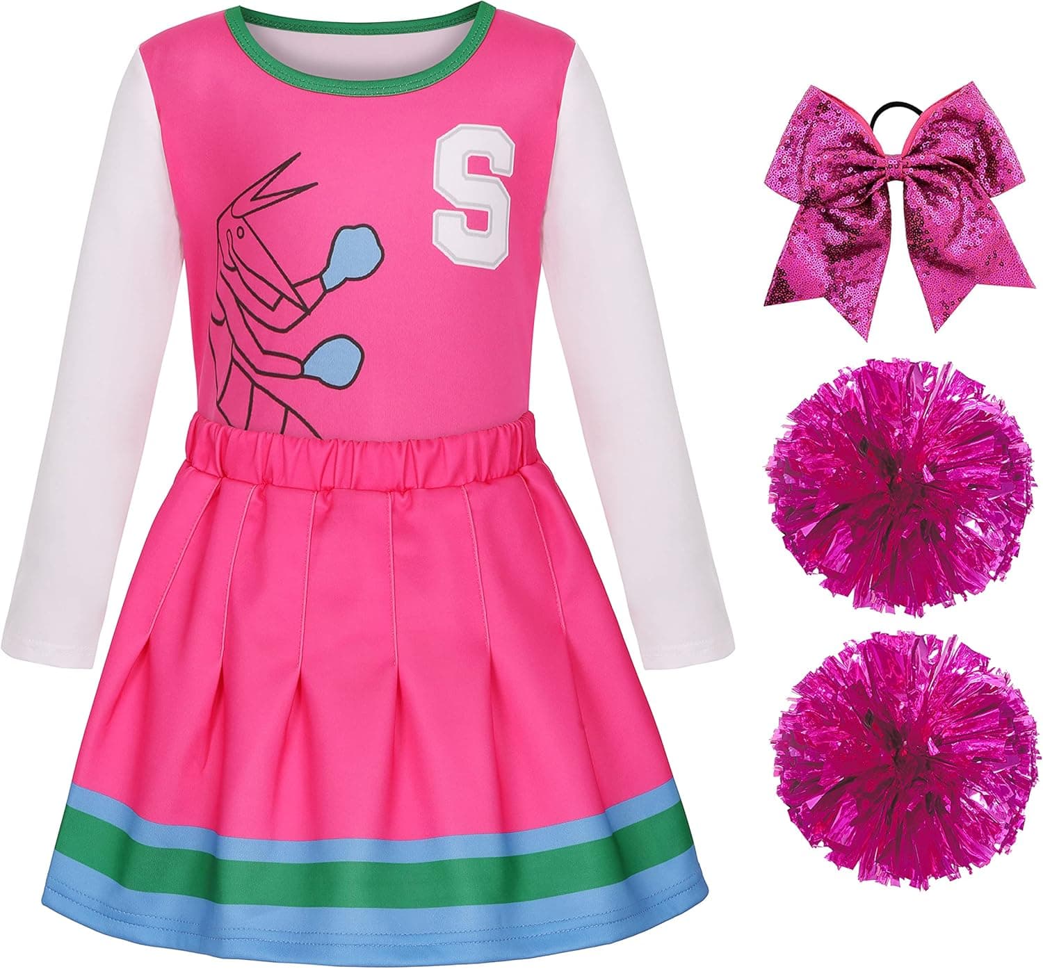 Sicypoty Girls Cheerleader Costume Cheerleading Dress for Halloween Party Pink