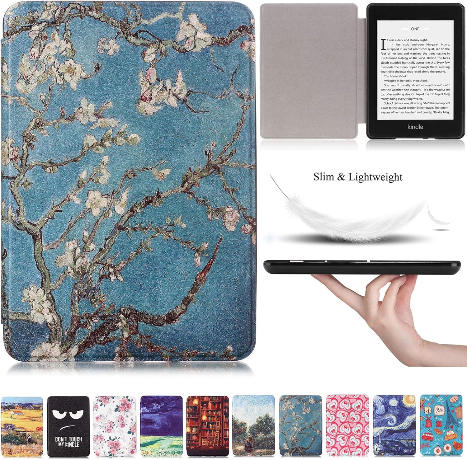 Artyond Case For 6" Kindle Paperwhite (10th Generation, 2018 Release) , Thinnest Lightweight PU Leather Cover with Smart Auto Sleep/Wake Case for Amazon Kindle Paperwhite 2018 E-Reader, Prunus