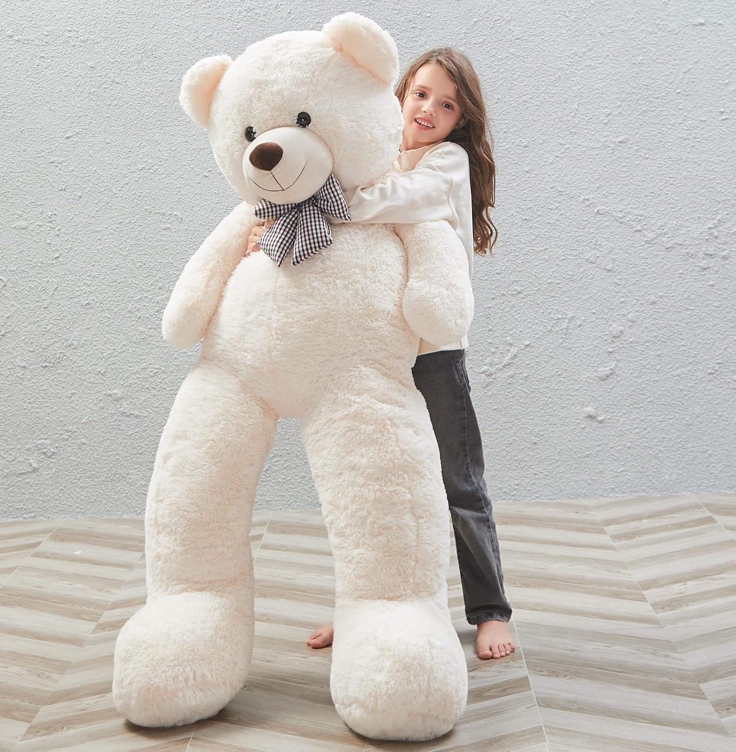 MorisMos Giant Teddy Bear Stuffed Animals, Big Teddy Bear White, Giant Bear Plush Gifts for Girlfriend Girls Christmas Valentine's Day, 55 Inch