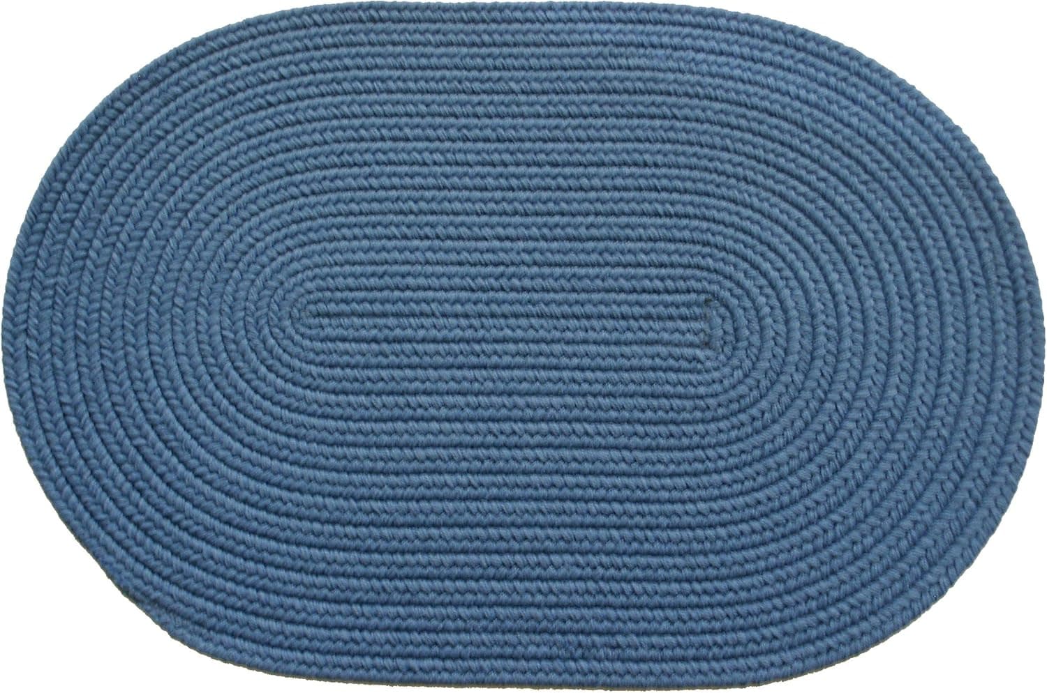 Solid polypropylene Oval Braided Rug, 2 by 3-feet, French Blue