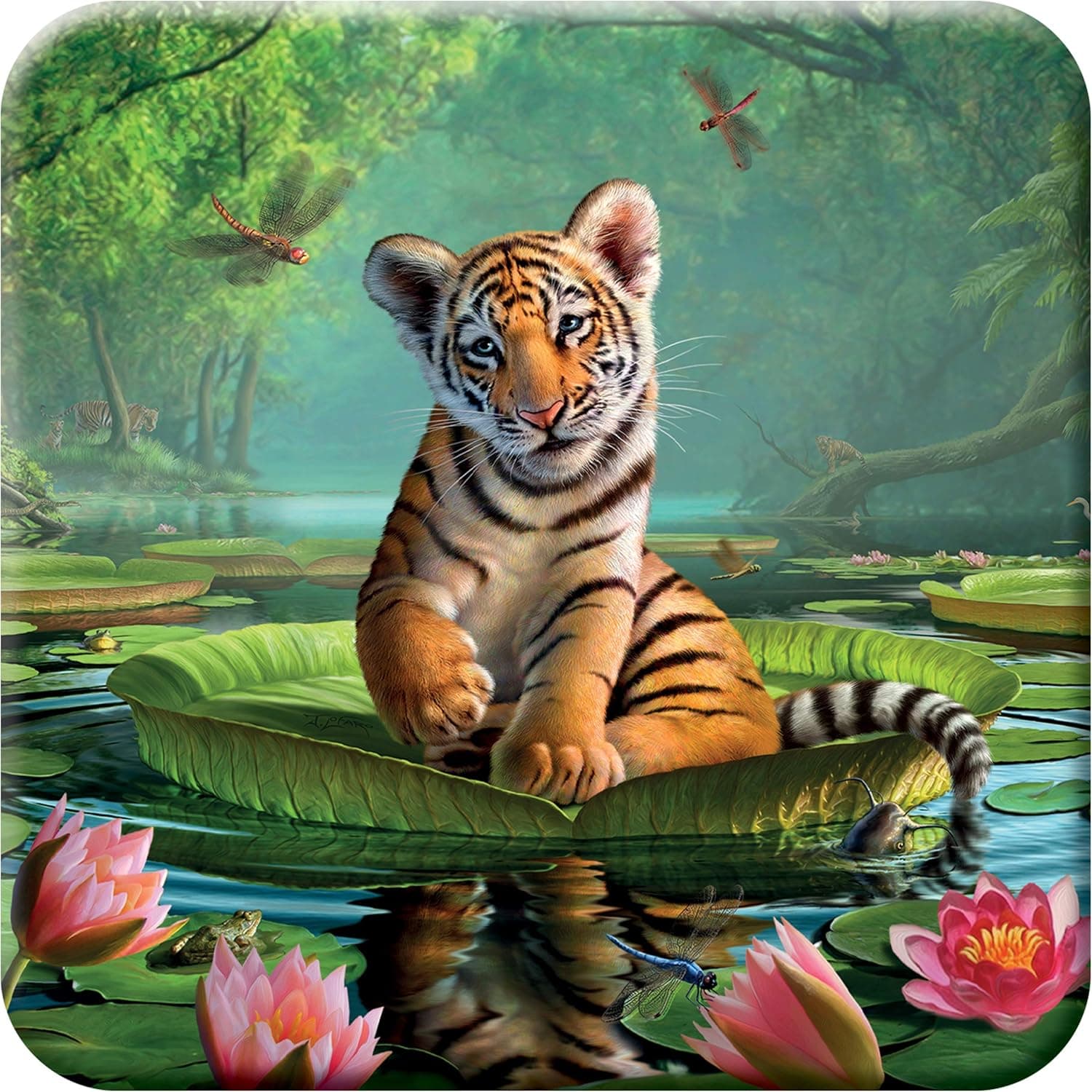 3D LiveLife Cork Coaster - Tiger Lily from Deluxebase. Lenticular 3D Cork Big Cat Coaster. Non-slip drink Coaster with original artwork licensed from renowned artist, Jerry LoFaro