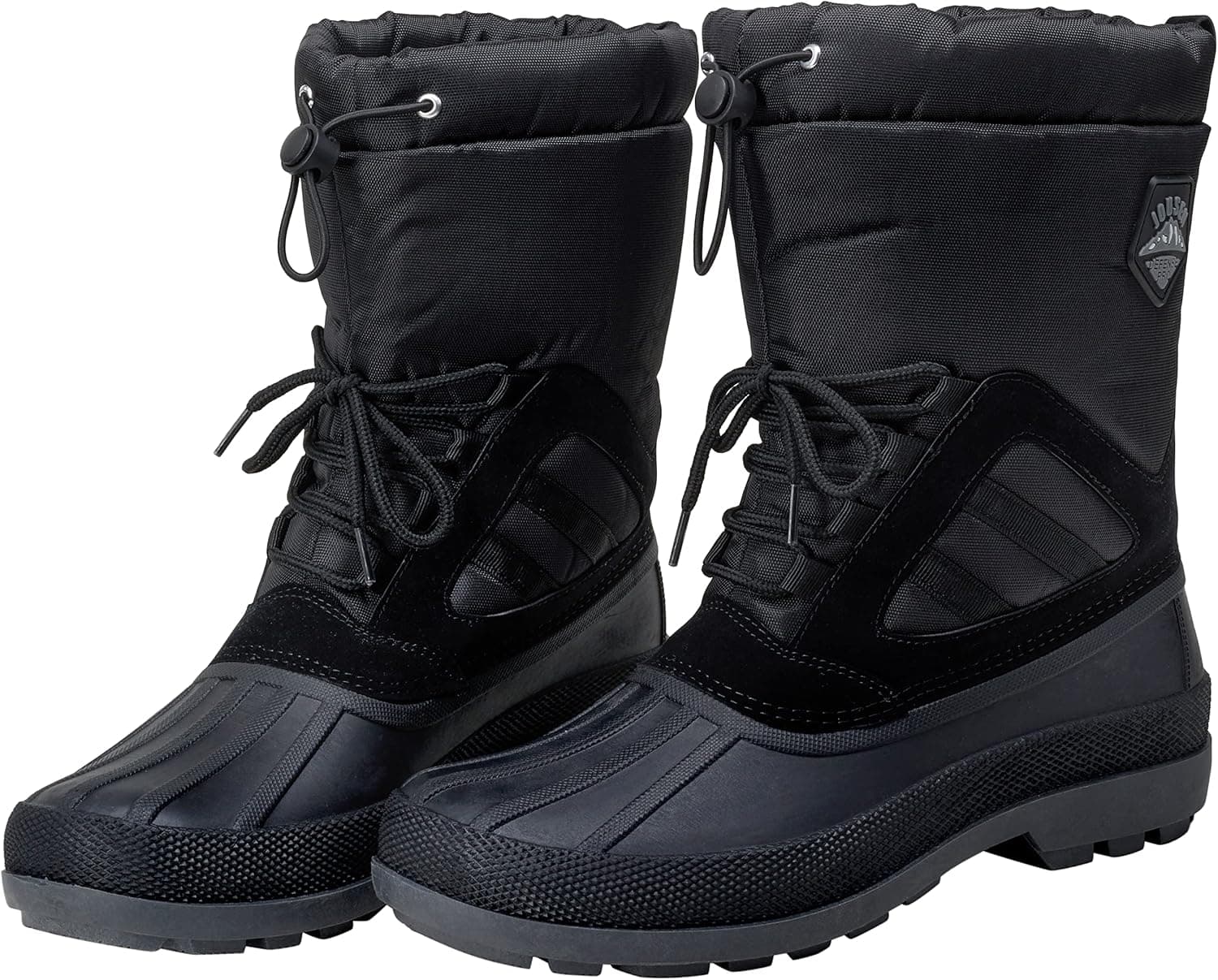 Jousen Mens Snow Boots Drawstring Winter BootsAMY693-black-10.5-Fan-1