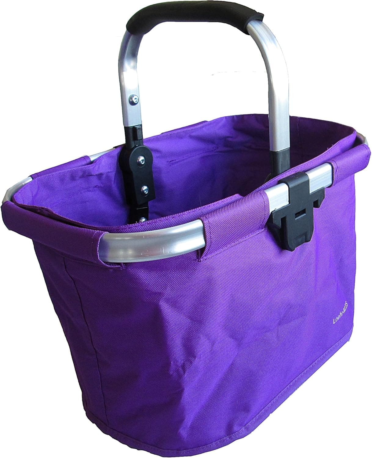 BIRIA Bicycle Basket LILA Purple Aluminum and Textile with Bracket - Dual Front Quick Release Basket, Removable, Padded Handle, Collapsible for Storage, LILA