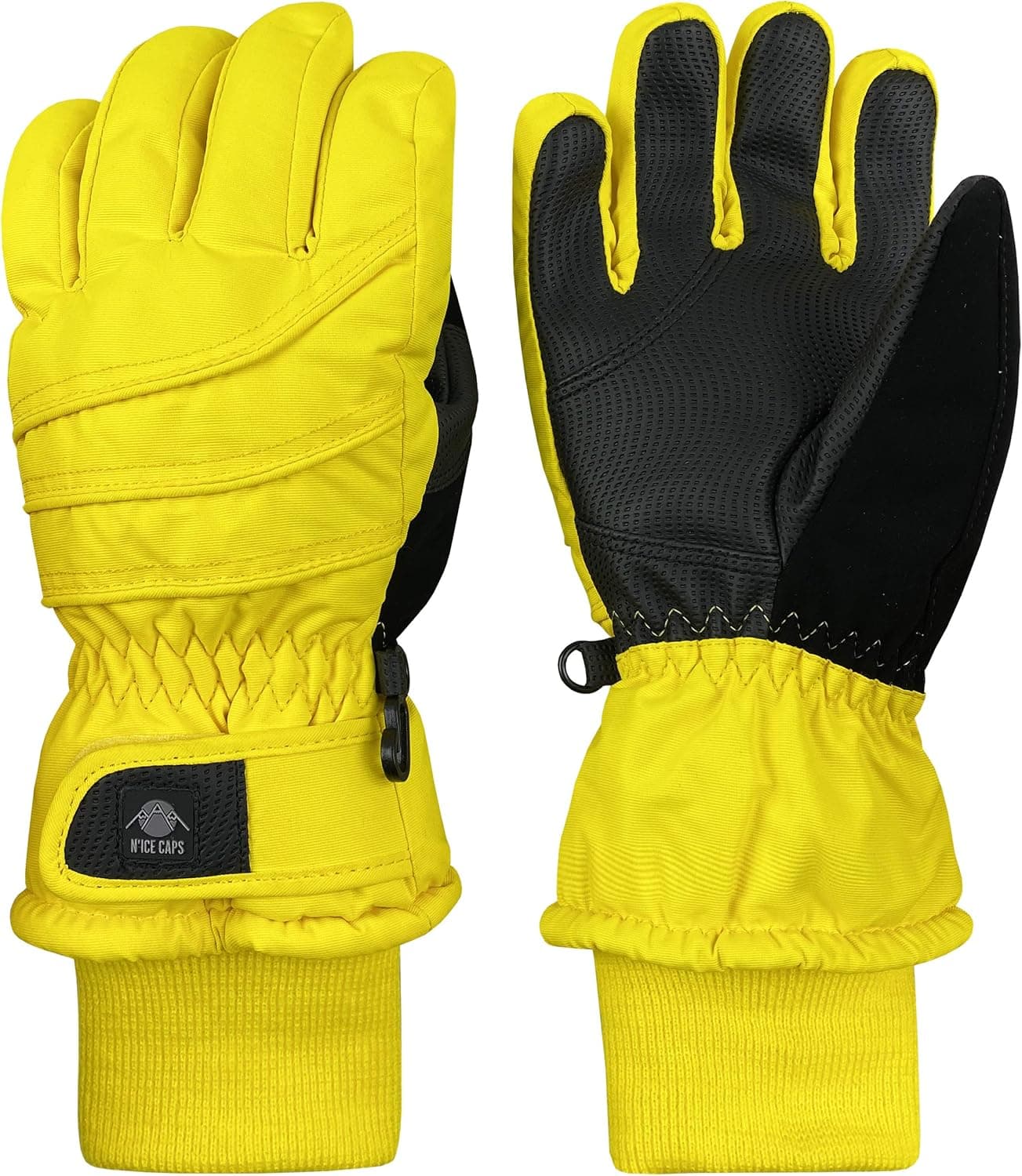 N'Ice Caps Kids Thinsulate Waterproof Bulky Winter Snow Ski Glove With Ridges (Yellow, 9-10 Years)