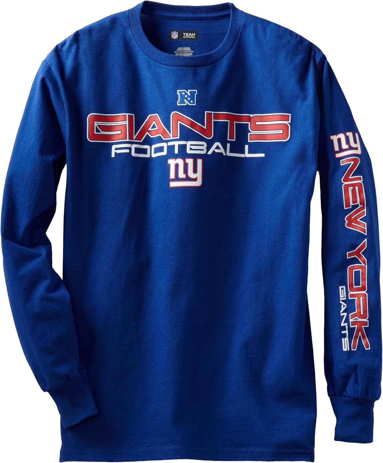 NFL New York Giants Primary Receiver III Long Sleeve T-Shirt, Deep Royal, XX-Large