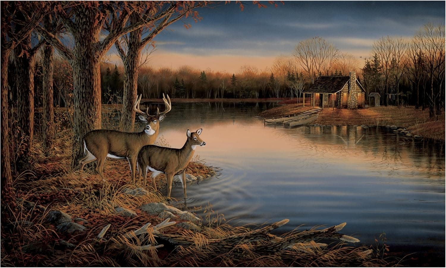 York Wallcoverings Lake Forest Lodge RA0170M Deer Mural, Multi