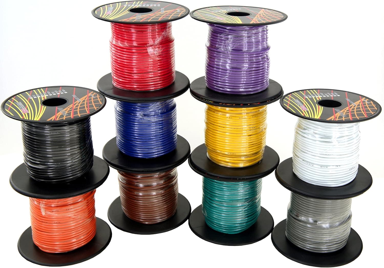 GS Power 18 Gauge 4 Color Combo 100 Feet per Roll (400 ft Total) Low Voltage Automotive Primary Wire for Car Audio Video Amplifier Remote 12 Volt Trailer Harness Hookup Wiring
