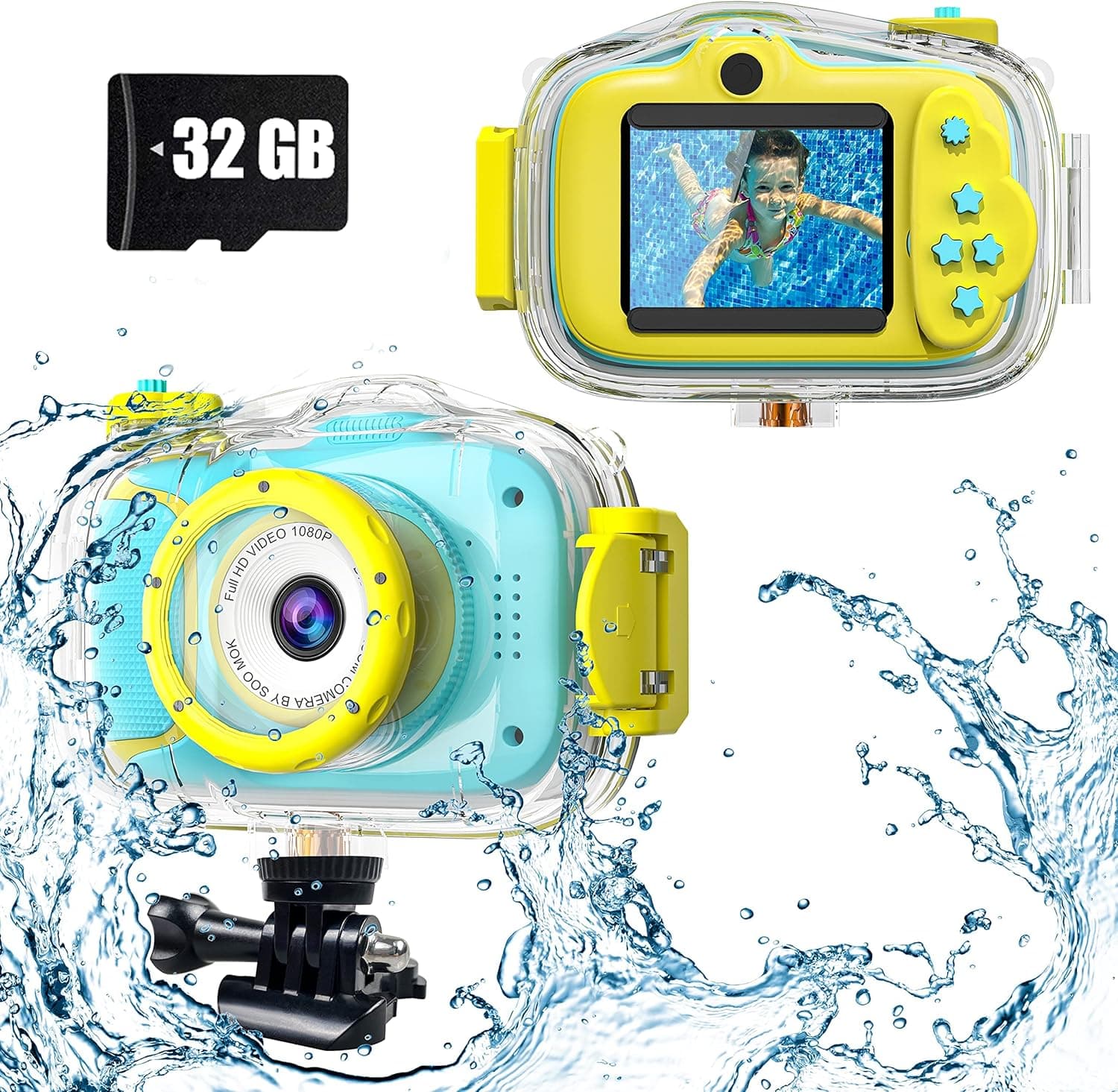 SGAINUL Kids Camera, Waterproof Kids Digital Camera Toys for 5-12 Years Old Boys Girls Underwater Outdoor HD Digital Video Camera for Children Christmas Birthday Festival Gift with 32GB Card (Blue) 1