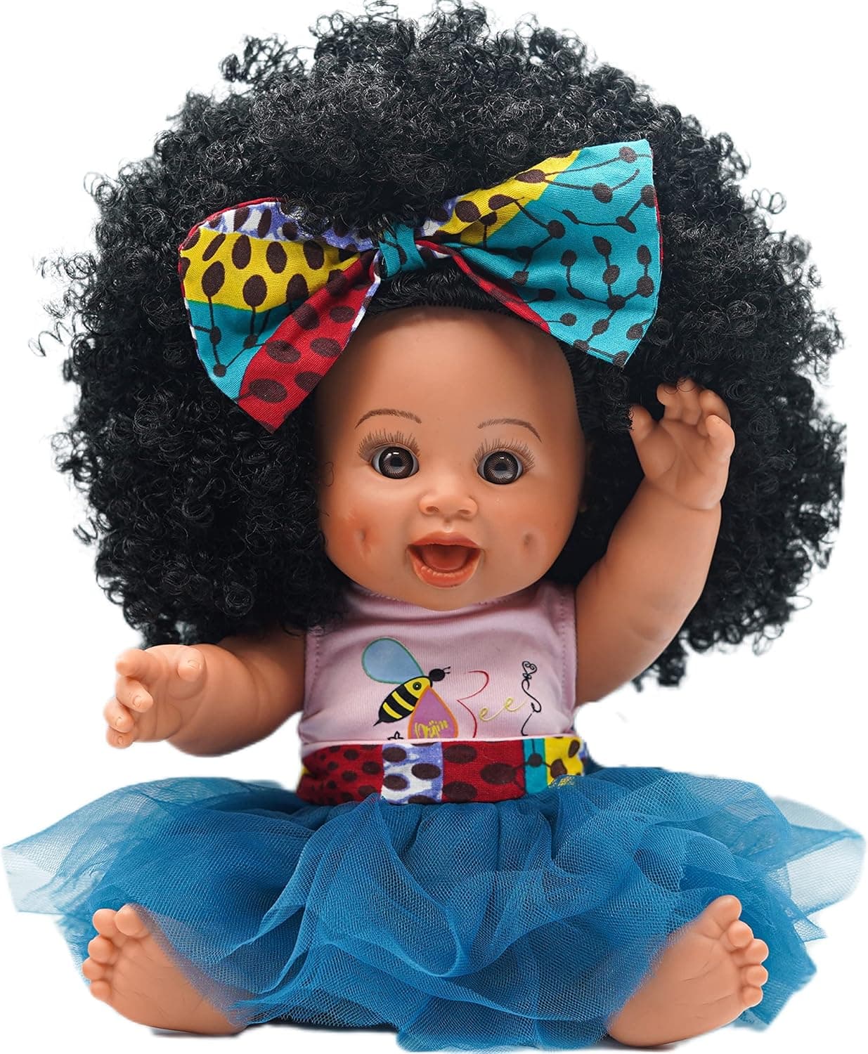 Orijin Bees Curly Swizzy Bee - 12 inch Black Doll, African American Doll, Biracial Doll, Ethnic Doll, Latino Doll, Curly Hair Doll