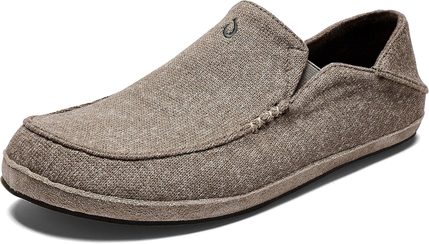 OLUKAI Moloa Hulu Men's Wool-Blend Slippers, Soft & Heathered Knit Slip On Shoes, Suede Leather Foxing, Drop-In Heel Design