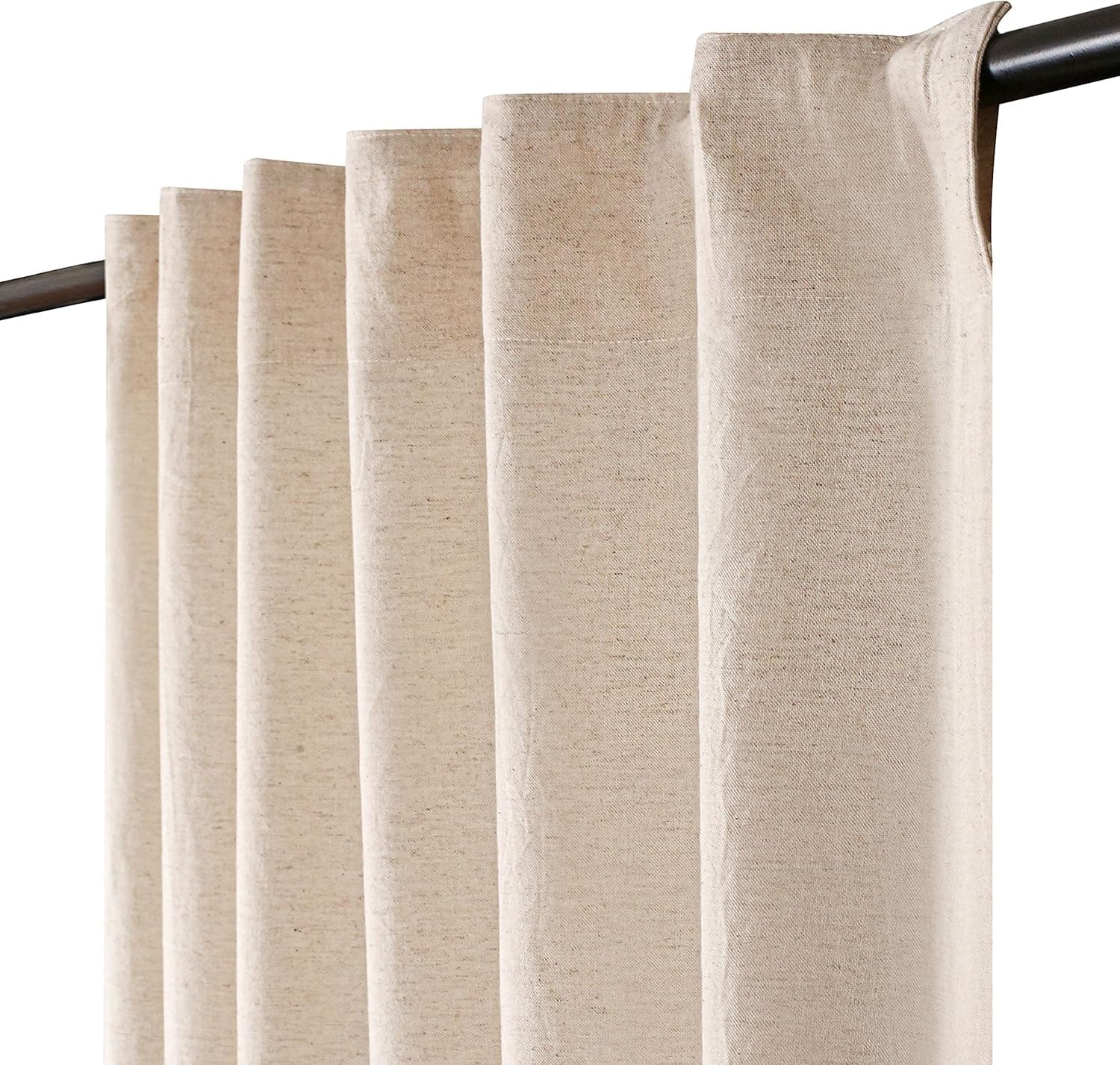 Farmhouse Curtain in Cotton/Linen Fabric 50x84 Natural, Linen Cotton Curtains, 2 Panels Curtain,Tab Top Curtains, Room Darkening Drapes, Curtains for Bedroom, Curtains for Living Room, Set of 2