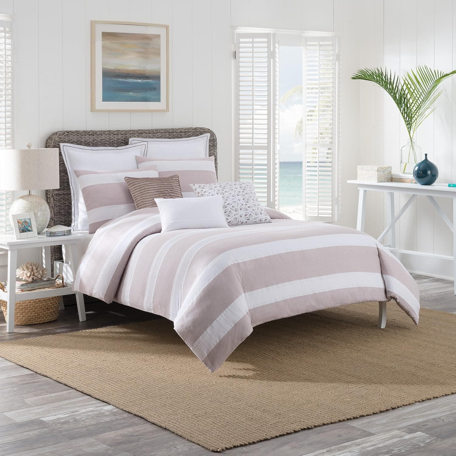 Brielle Montauk Duvet Cover Set Full/Queen, Taupe