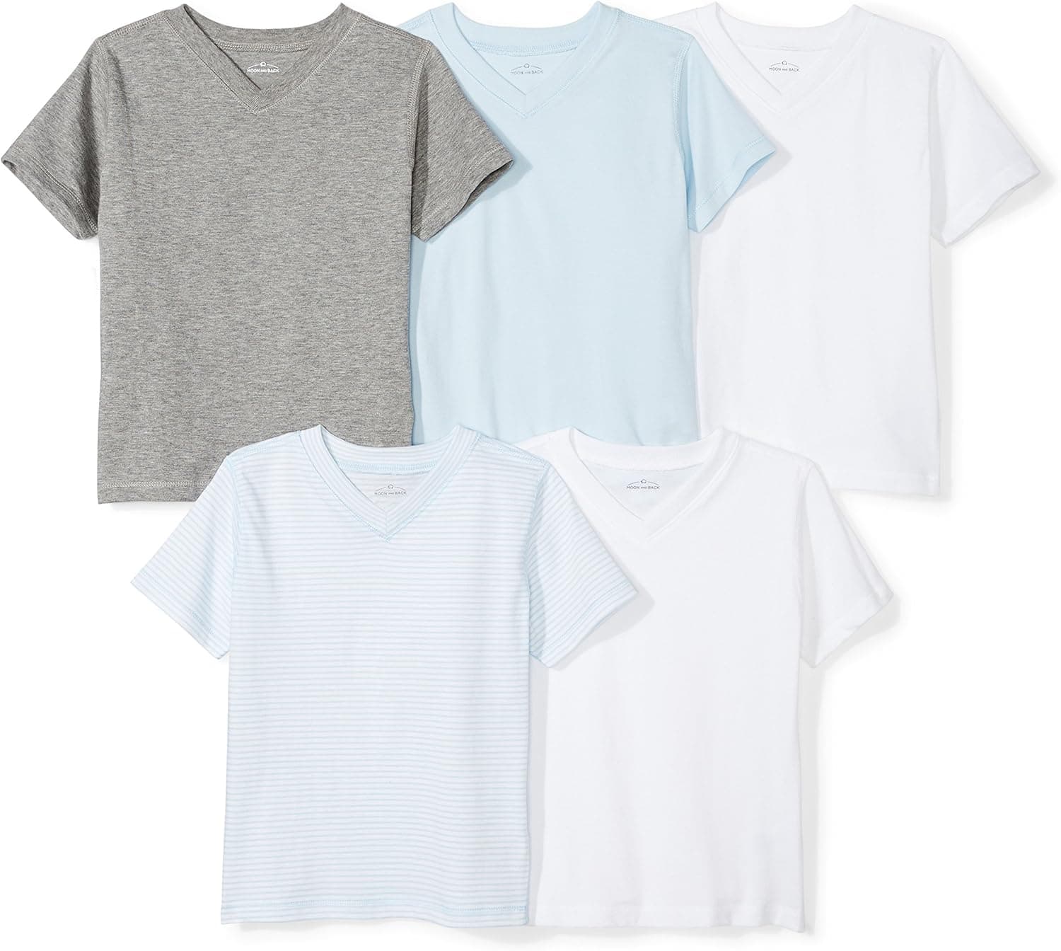 Moon and Back Girls' Infant Set of 5 Organic V-Neck Short-Sleeve T-Shirts
