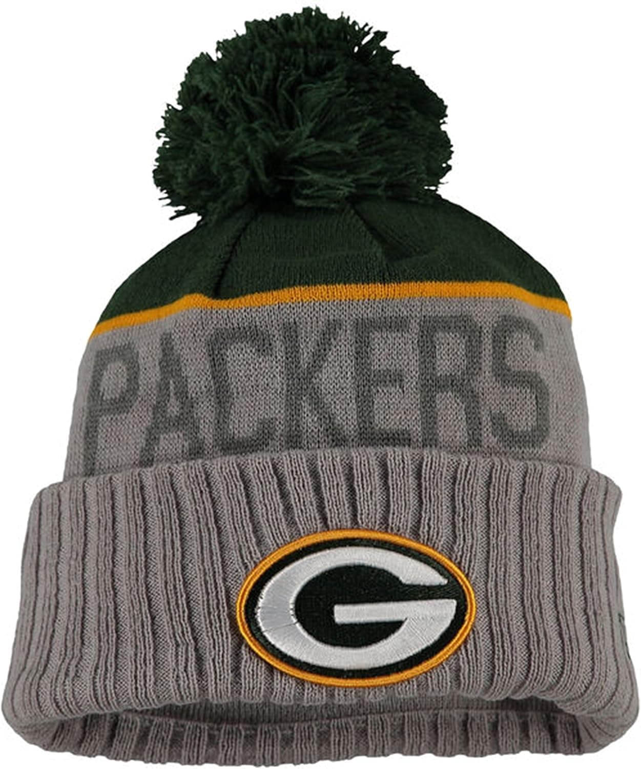 Green Bay Packers New Era Gray Cuffed Sport Pom Knit-10585