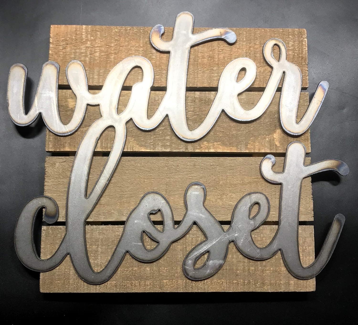 Metal Water closet sign script for door wall bathroom decoration