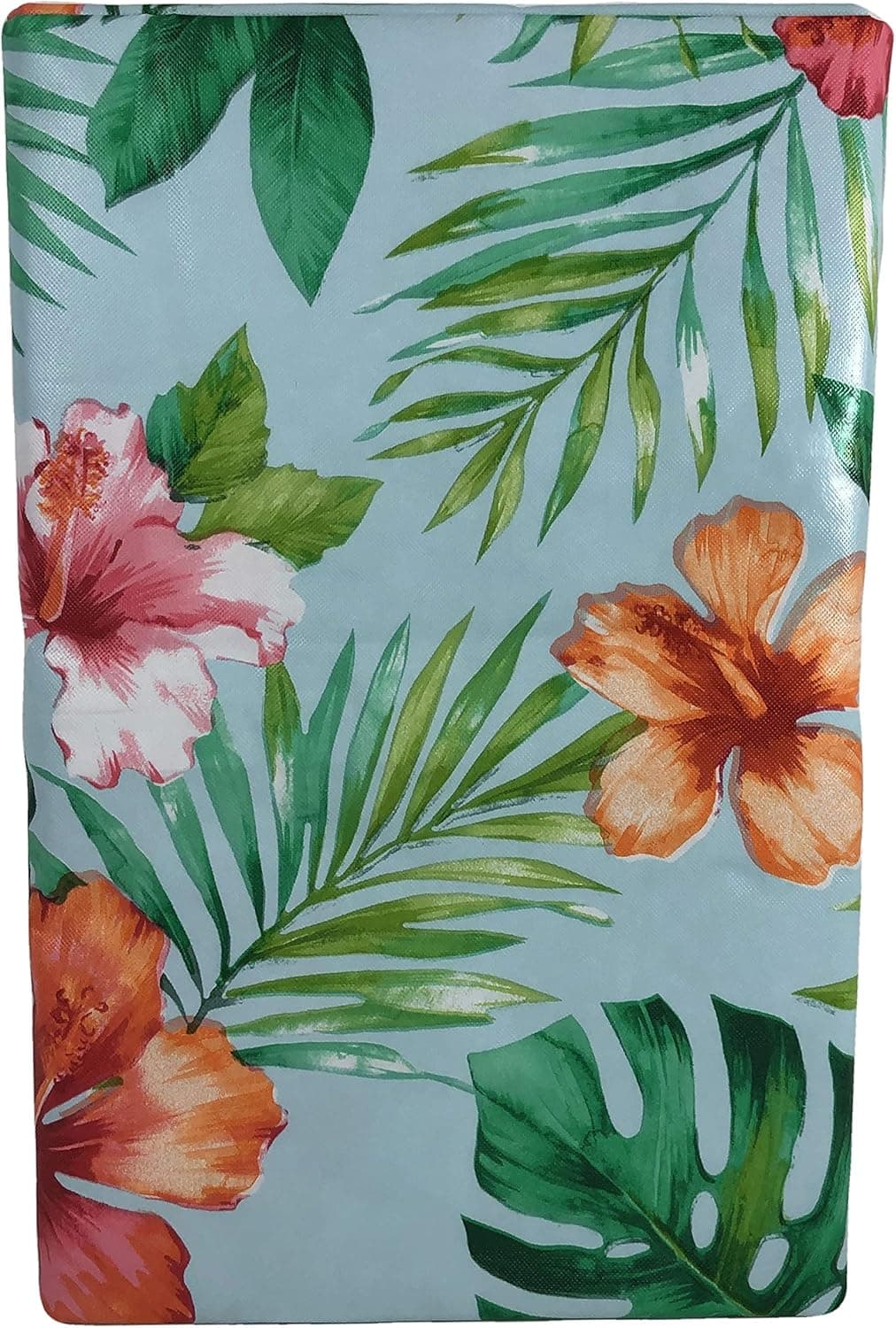Vinyl Tablecloth with Umbrella Hole and Zipper Tropical Oasis (60 in x 84 in Oblong/Rectangular)