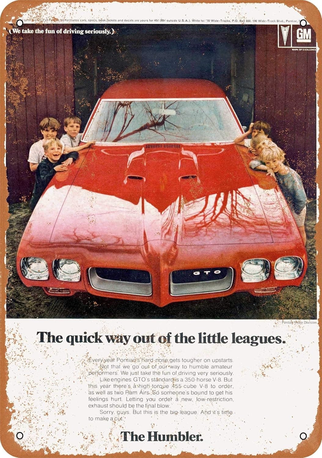 QDTrade 12 x 16 inches Metal Vintage Funny Tin Sign 1970 Pontiac GTO 2