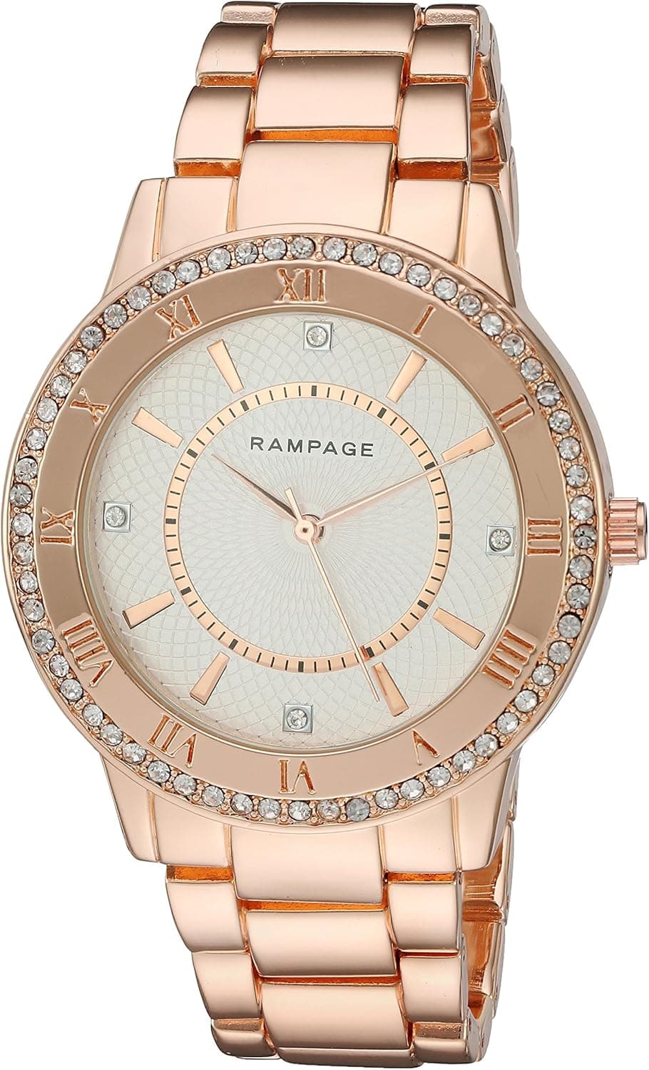Rampage Women's 'Crystal Dial Band' Quartz Metal and Alloy Watch, Color:Rose Gold-Toned (Model: RP1124RGTP)