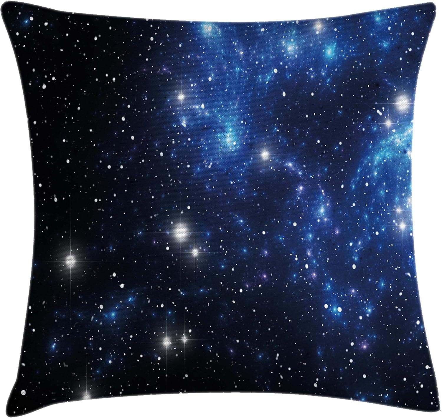 Ambesonne Constellation Throw Pillow Cushion Cover, Outer Space Star Nebula Astral Cluster Astronomy Theme Galaxy Mystery, Decorative Square Accent Pillow Case, 16" X 16", Blue Black