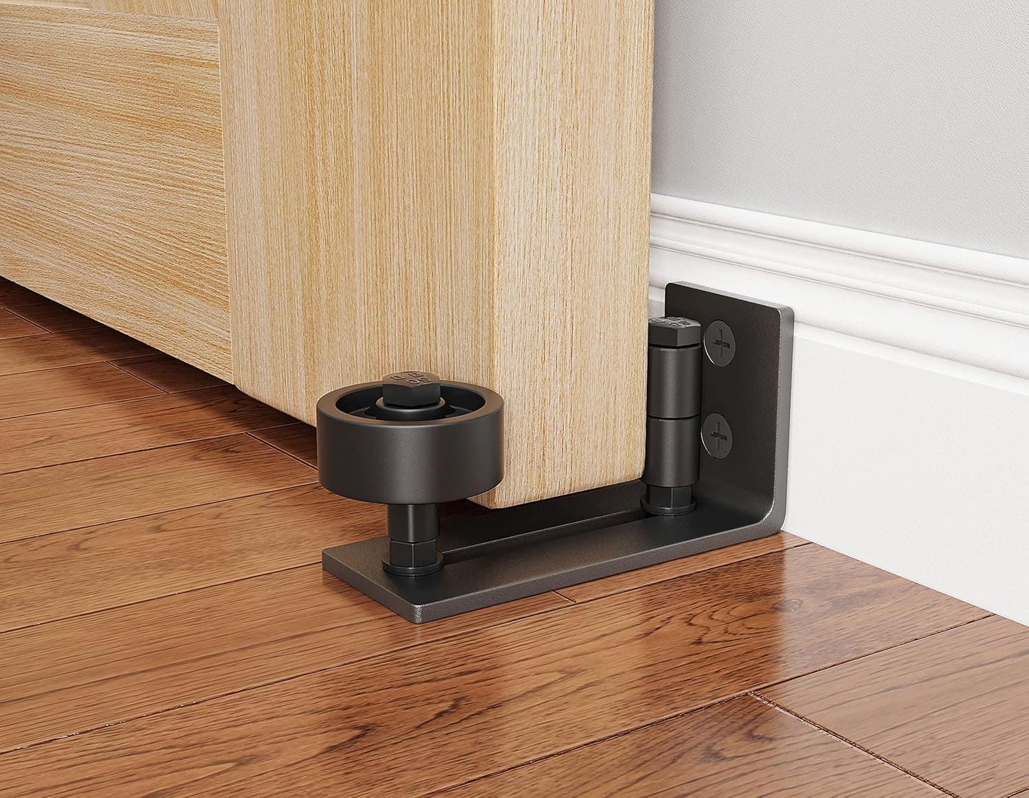ZEKOO 2 PCS Sliding Barn Door Floor Guide, Adjustable Wall Guide,8 Setup Options,Flush Flat Bottom Design Floor Guide