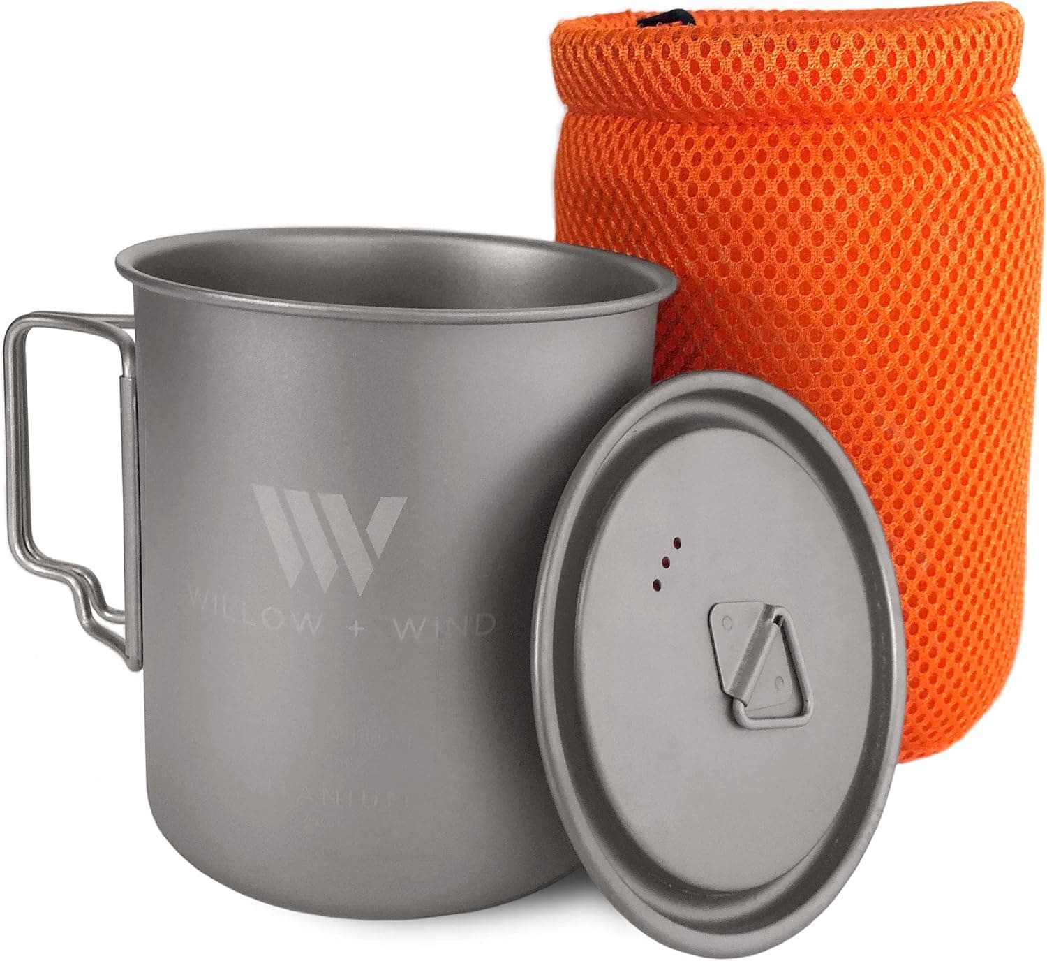 Willow + Wind Titanium 750ml Pot with Lid and Travel Pouch - Ultra Lightweight Cup for Open Fire Camping and Solo Backpacking