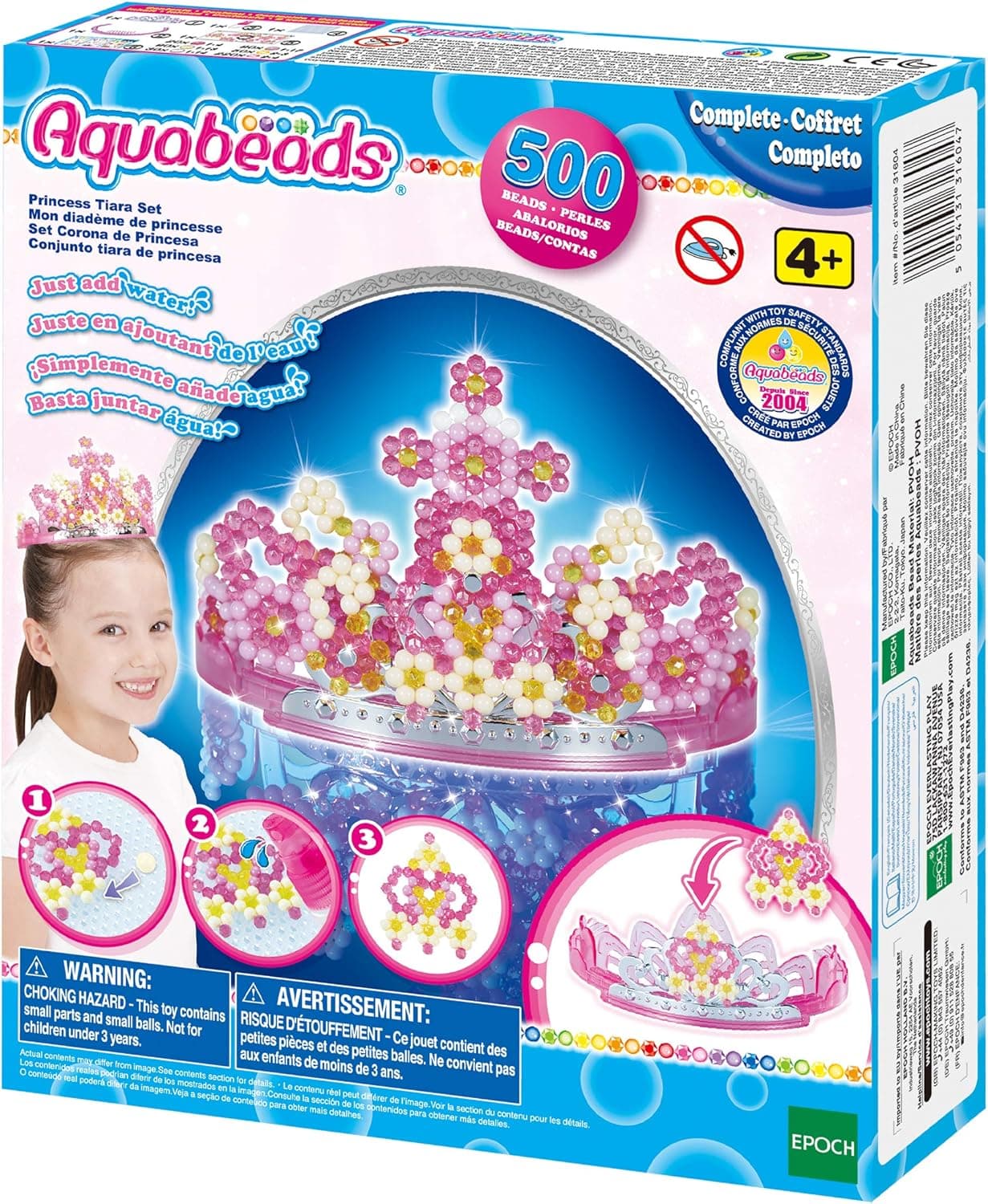 Aquabeads 3D Princess Tiara Set, Arts & Crafts Bead Kit for Children, Design a 3D Wearable Princess Tiara