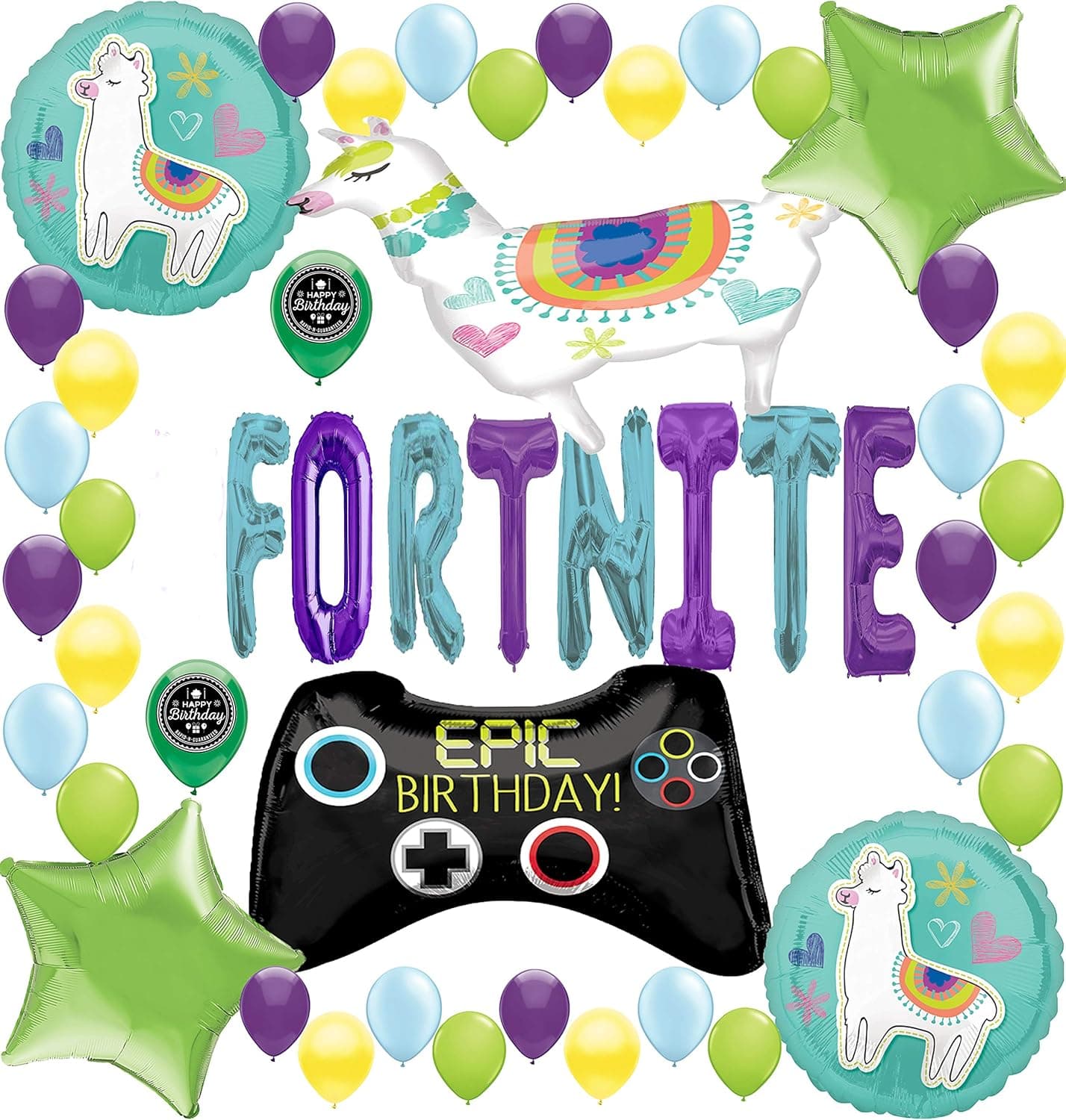 Hashtag Llama Game Controller Party Supplies Birthday Deluxe Balloon Decoration Bundle