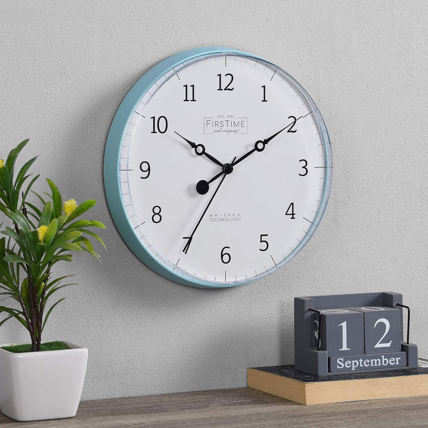 FirsTime & Co. Aubrey Teal Wall Clock, American Crafted, Teal, 10 x 1.5 x 10,