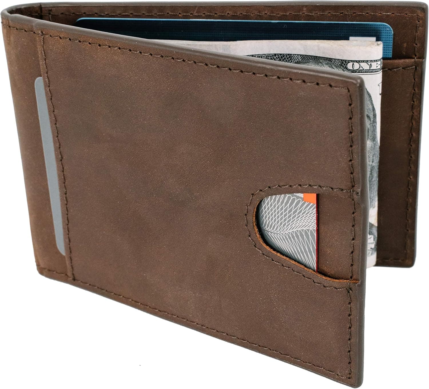 STAY FINE Money Clip Wallet | Minimalist Front Pocket Wallets | Effective RFID Blocking Wallets for Men | Genuine Leather mens bifold wallet | Thin Card Holders with ID Window