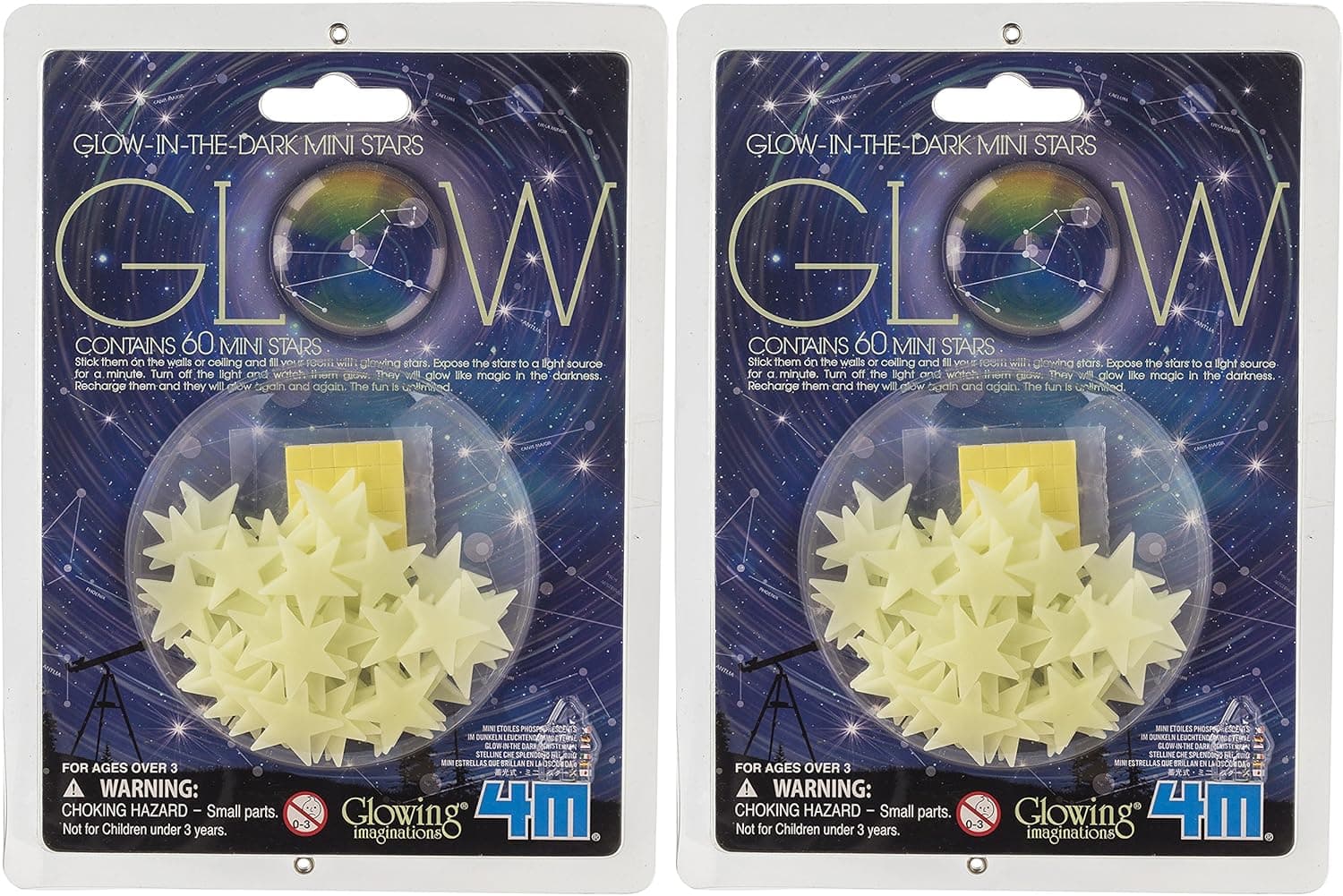 4M Glow-In-The-Dark 60 Mini Stars (Pack of 2)