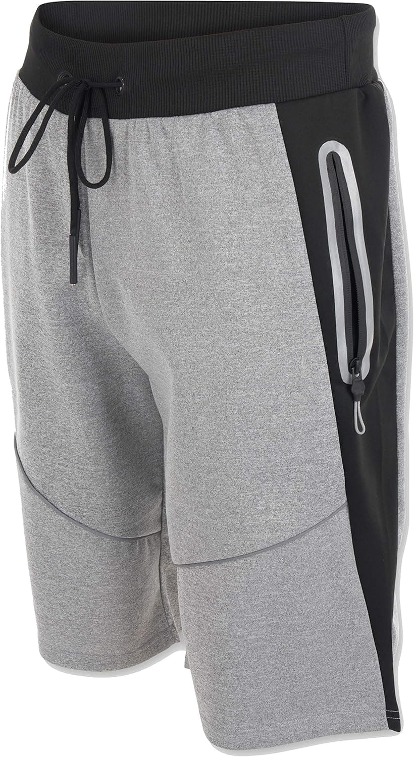 UNIQUE STYLES ASFOOR Mens Scuba Active Shorts Loose Fit Reflective Zipper Pockets Elastic Waistband (XX-Large, Combo 1)