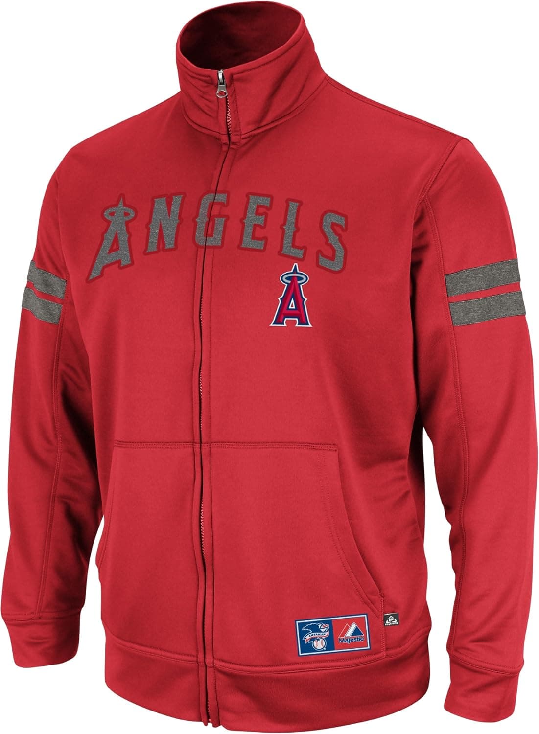 MLB Los Angeles Angels Delay Of Game Ath Red/Athletic Gray Marled Long Sleeve Mock Nck Synthetic Frntry Fzip