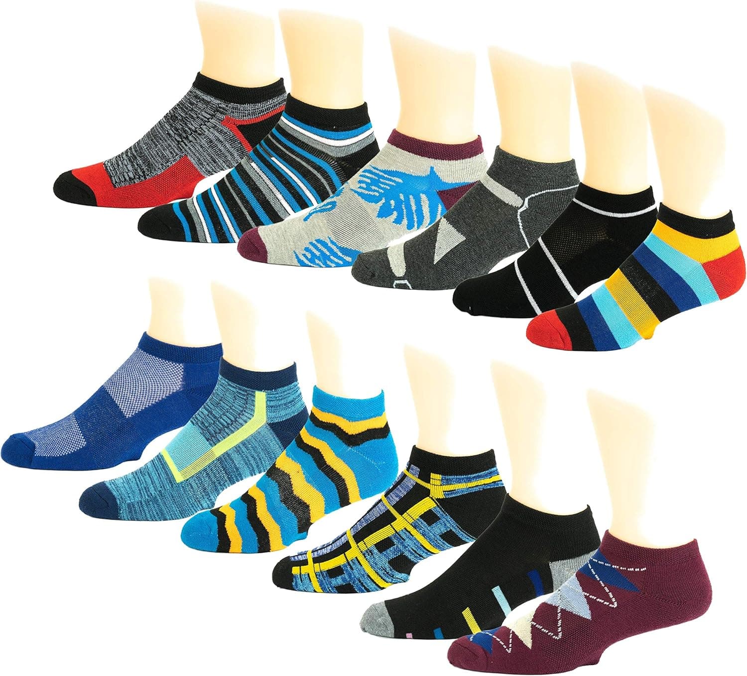 Different Touch 12 Pairs Men's Low Cut Sports Running Athletic Performance Socks