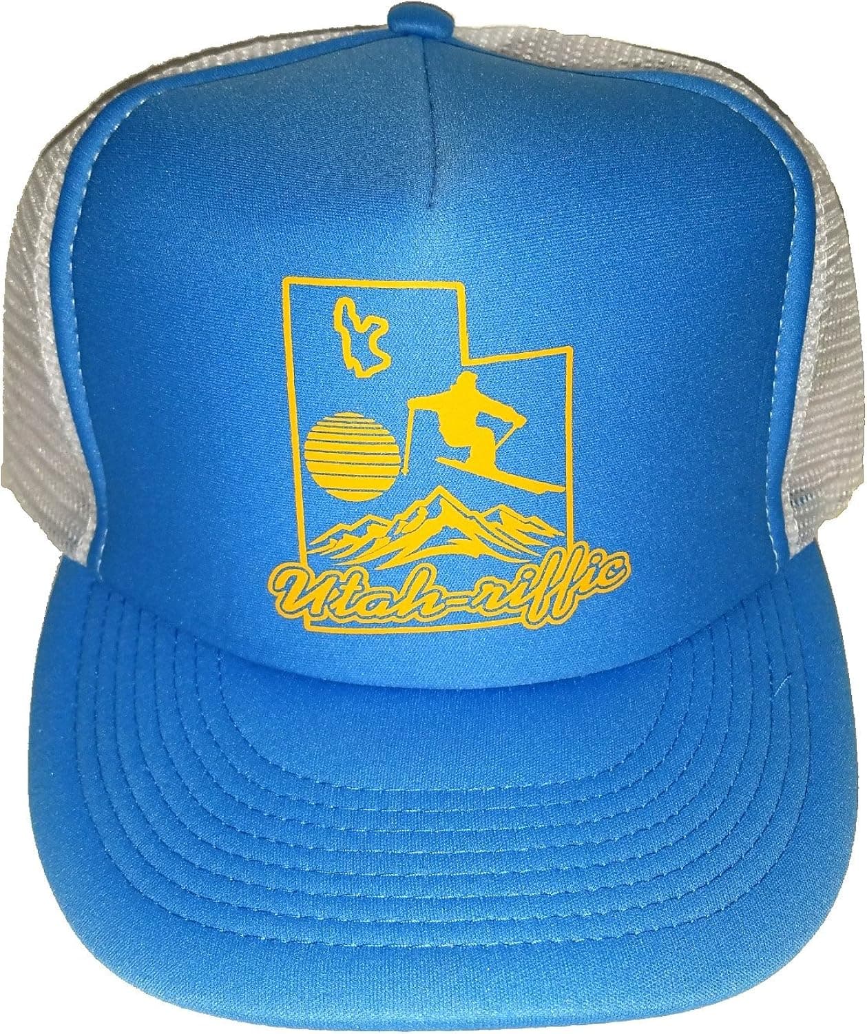 THATSRAD Utah Riffic Ski Mesh Snapback Trucker Hat Cap Light Blue Skiing