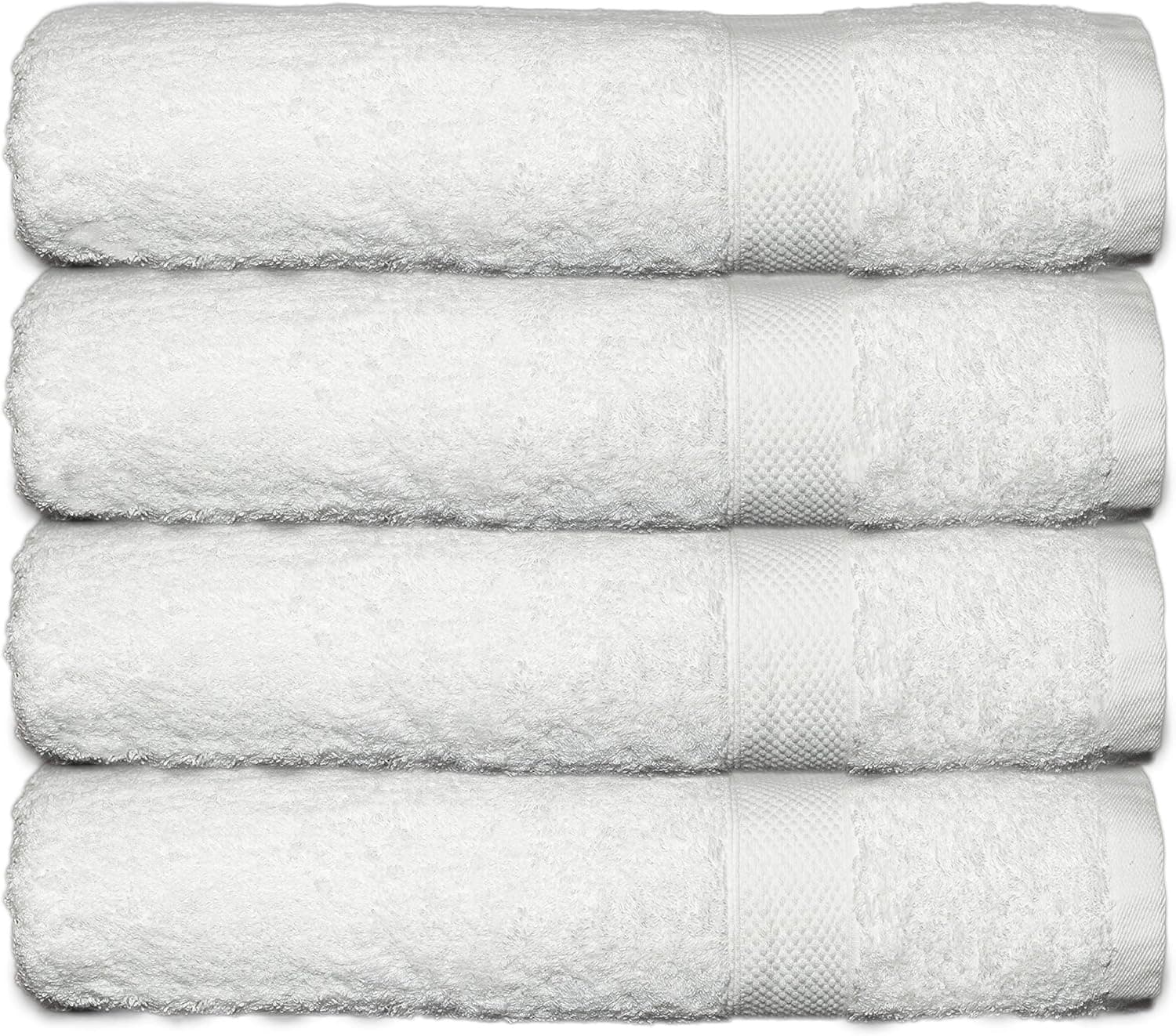 Oasis Linens - Luxurious Premium Bamboo Cotton 4PC Towel Set (White) for Hotel, Pool, Spa, and Bath; 4 Bath Towels (27x56); Superior Softness and High Absorbency