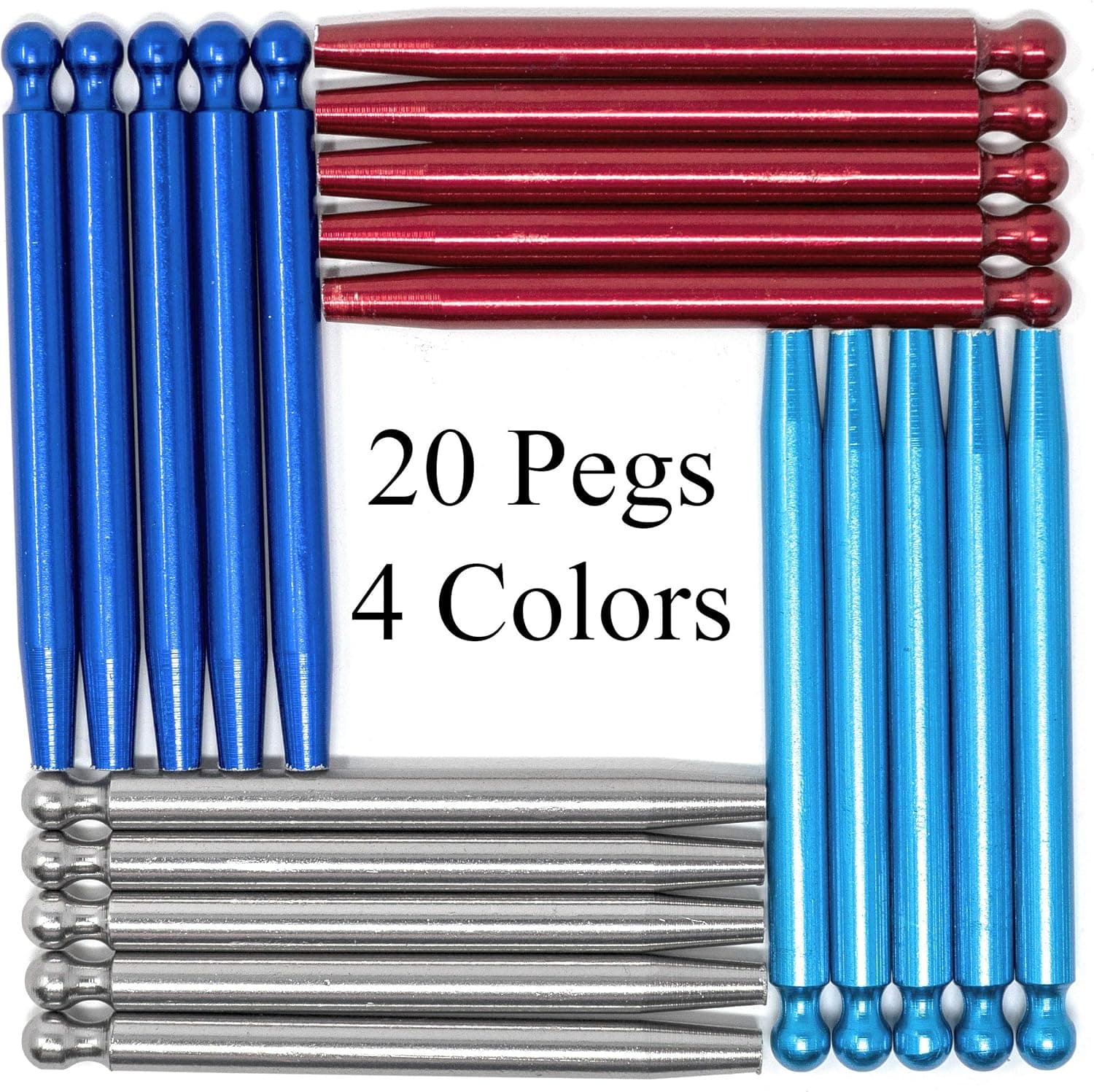 AirstreamIT Aluminum Cribbage Board Pegs - 5 Red, 5 Blue, 5 Silver, and 5 Turquoise - Standard 1/8 Inch Holes