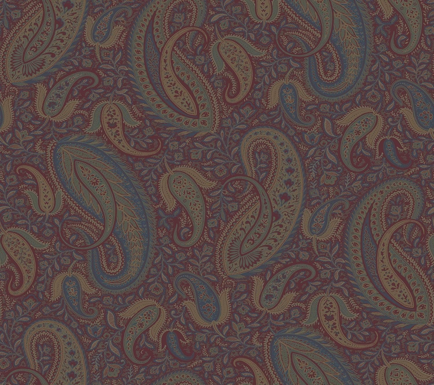 Chesapeake MAN330111 Nathaniel Modern Paisley Wallpaper, Burgundy