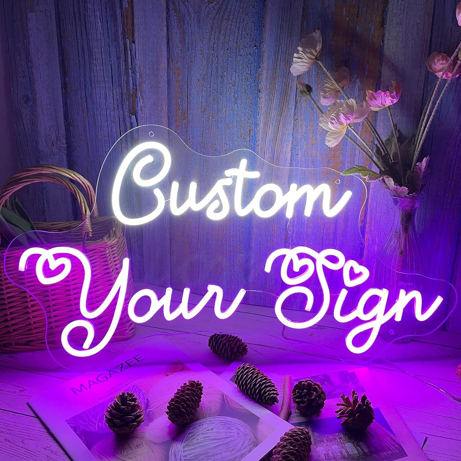 SIGNCLUBS Custom Neon Signs for Wall Decor, Personalized Neon Signs for Bedroom Birthday Wedding Congrats Gifts Bar Play Game Room Party Large Custom Led Sign Decorations Business Logo Light Neon Name Sign Customizable, Optional Size 10-55 Inch