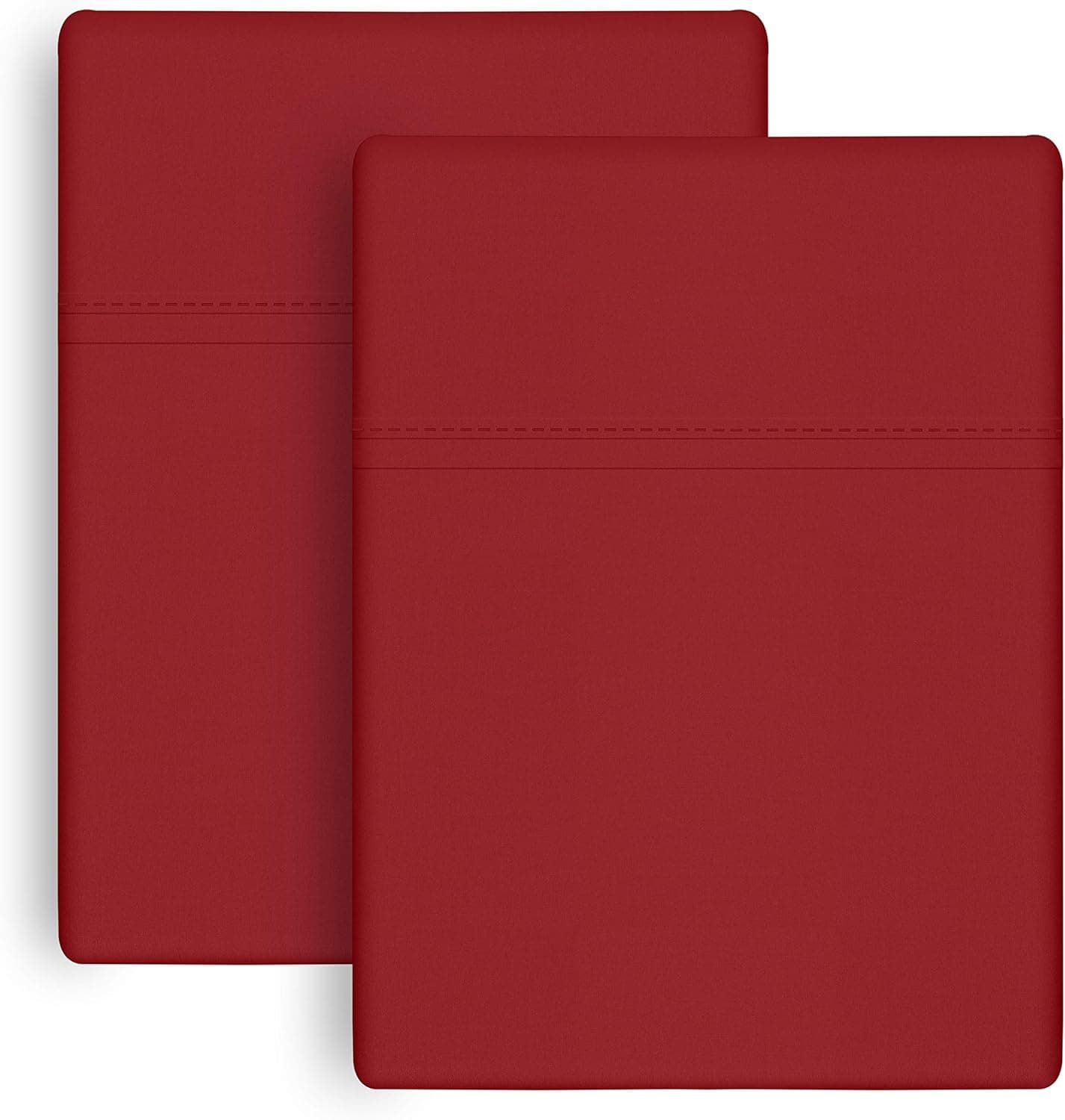 Mycots Linen 1000-Thread-Count 100% Cotton Pillow Case Set Red King, 2-Piece Luxury Hotel Bedding Pillow Cover, Single Ply Extra Long-Staple Yarns, Hem Stitch, Soft & Silky Sateen Weave